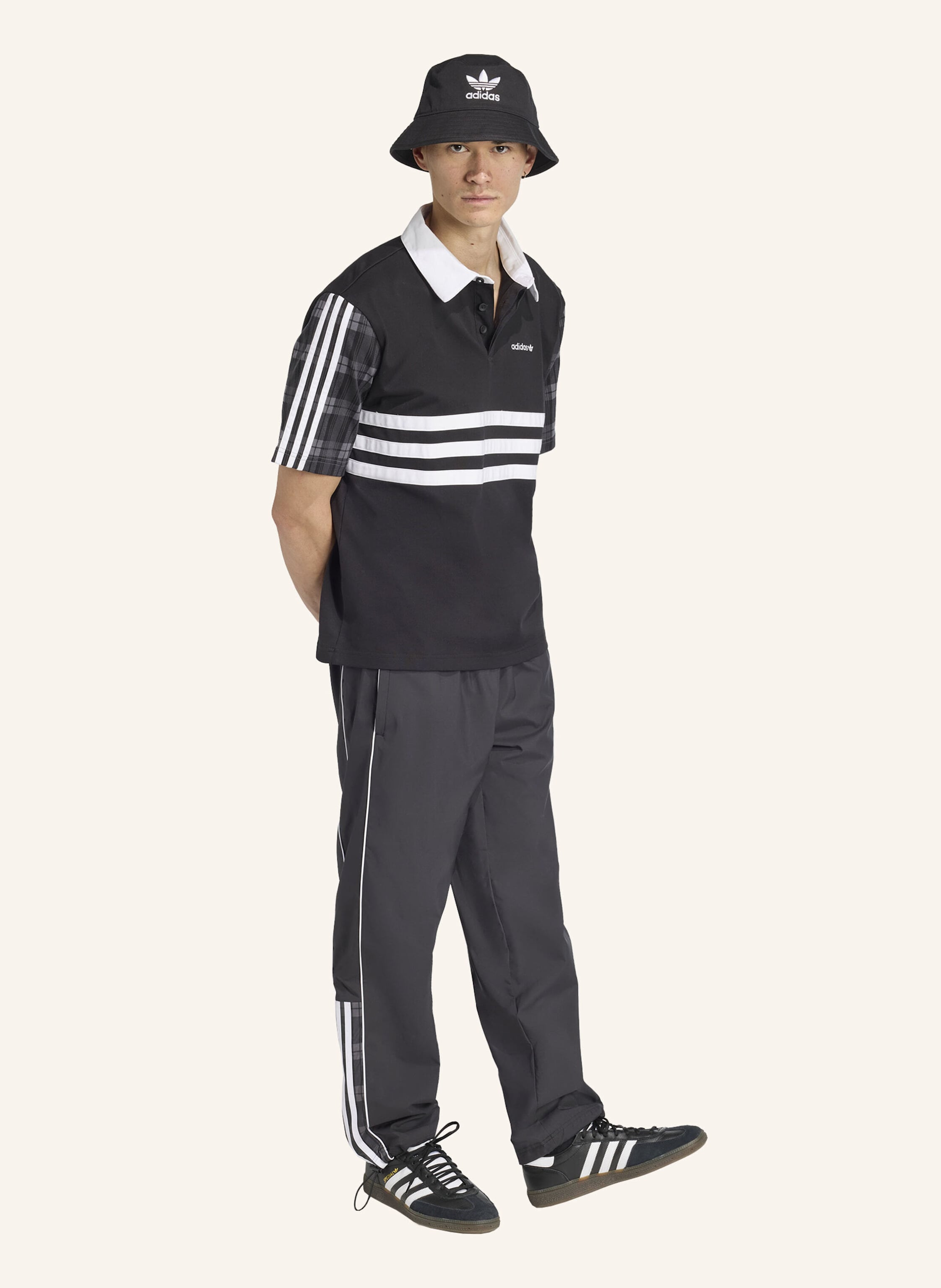 Thumbnail - Adidas Originals Tartan Regular Rugby Poloshirt schwarz