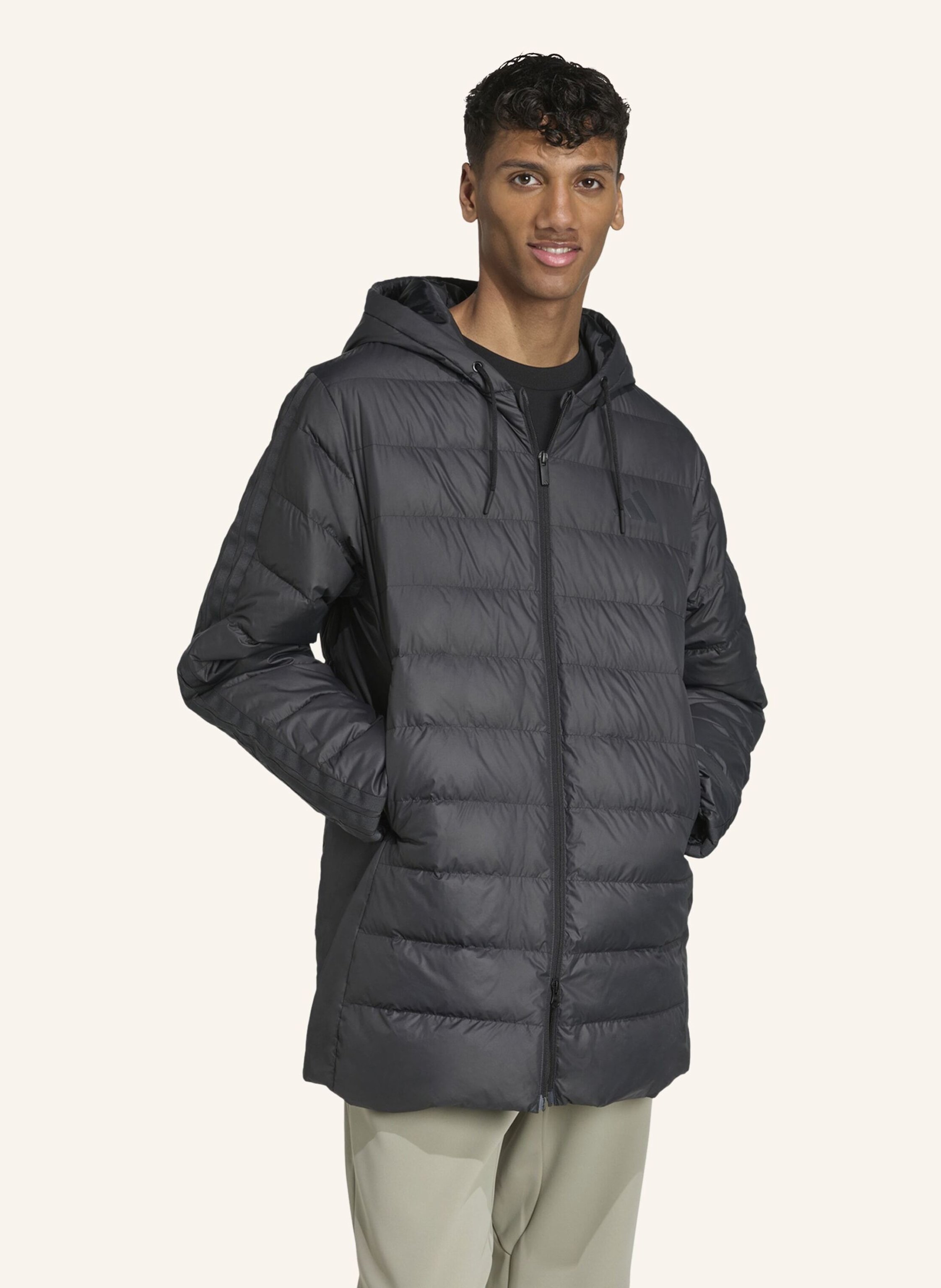 Thumbnail - Adidas Essentials Climawarm 3-Streifen Light Daunenparka Mit Kapuze schwarz