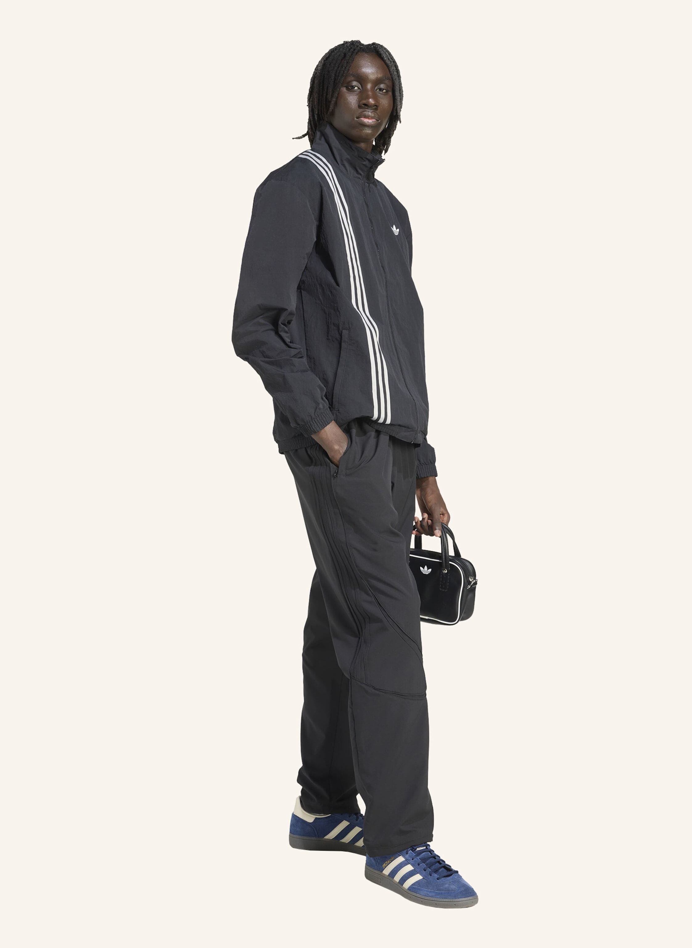 Thumbnail - Adidas Originals Firebird Front Stripes Gewebtes Track Top schwarz