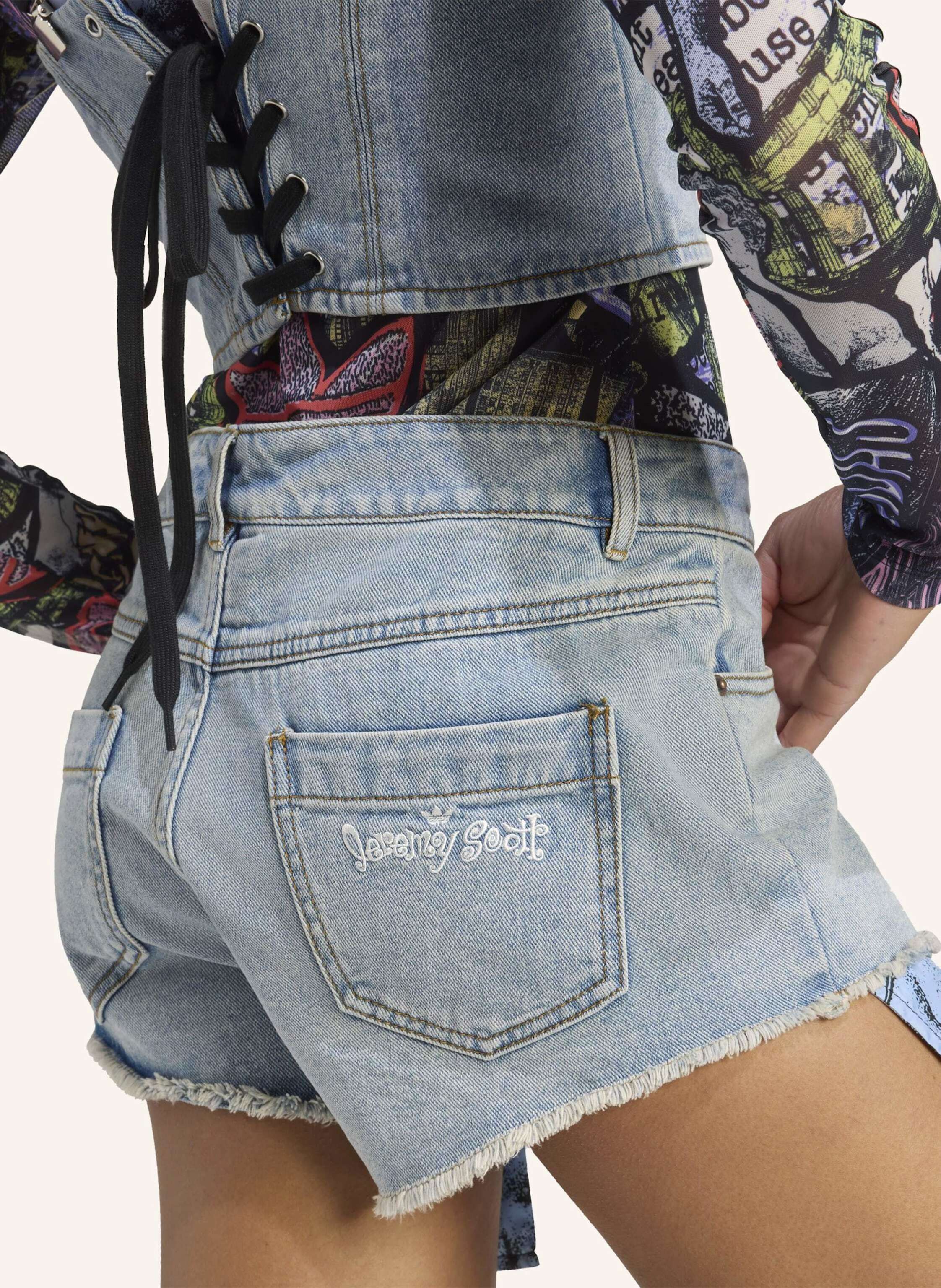 Thumbnail - Adidas Originals Adidas X Jeremy Scott Jeans-Shorts blau