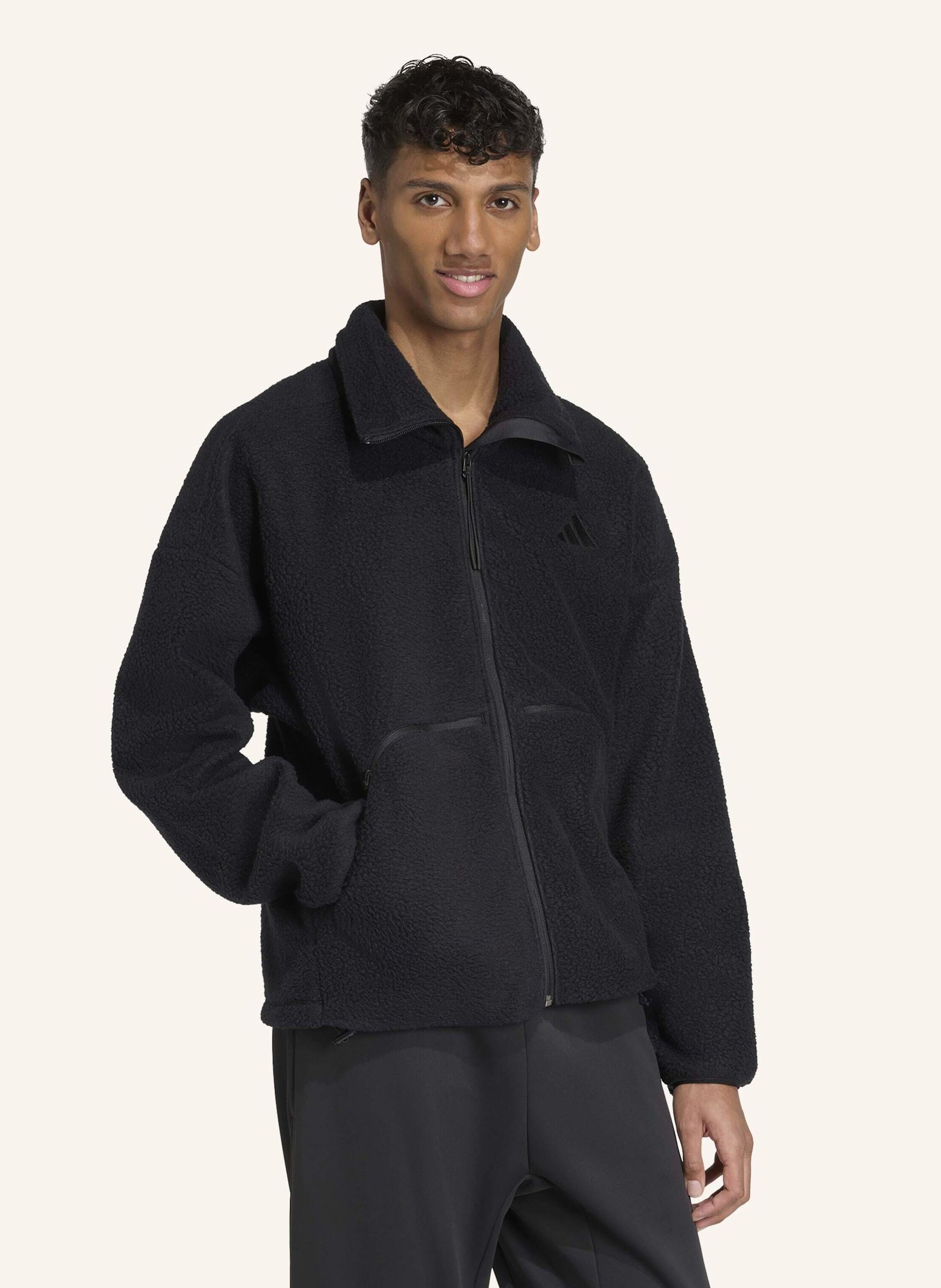 Thumbnail - Adidas City Tech High Pile Fleecejacke Mit Durchgehendem Reissverschluss schwarz