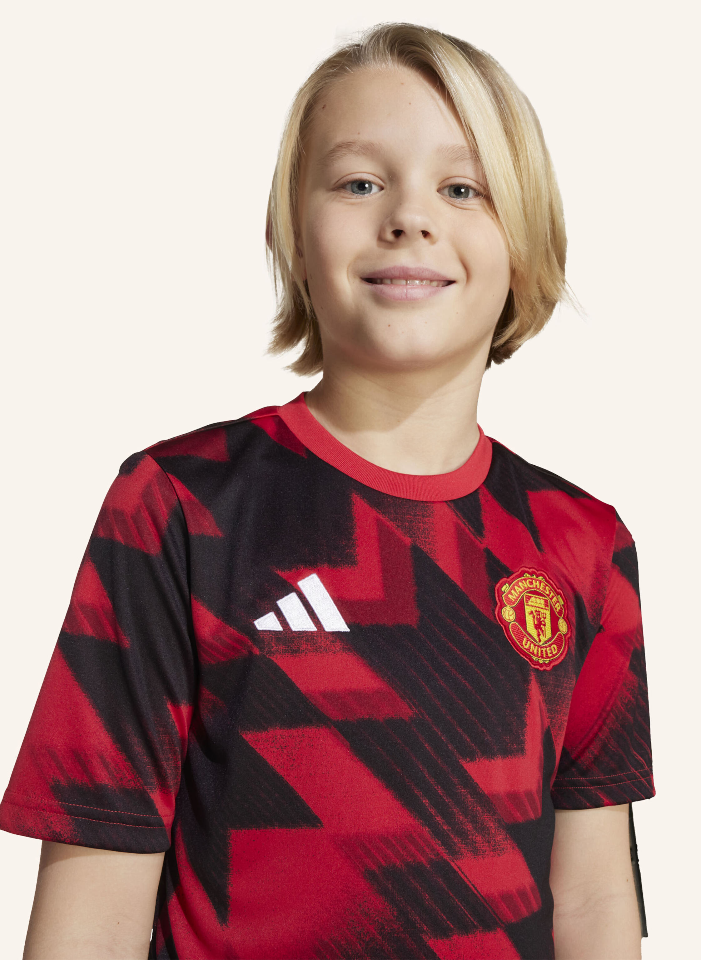 Thumbnail - Adidas Manchester United 25/26 Pre-Match Kids Shirt rot