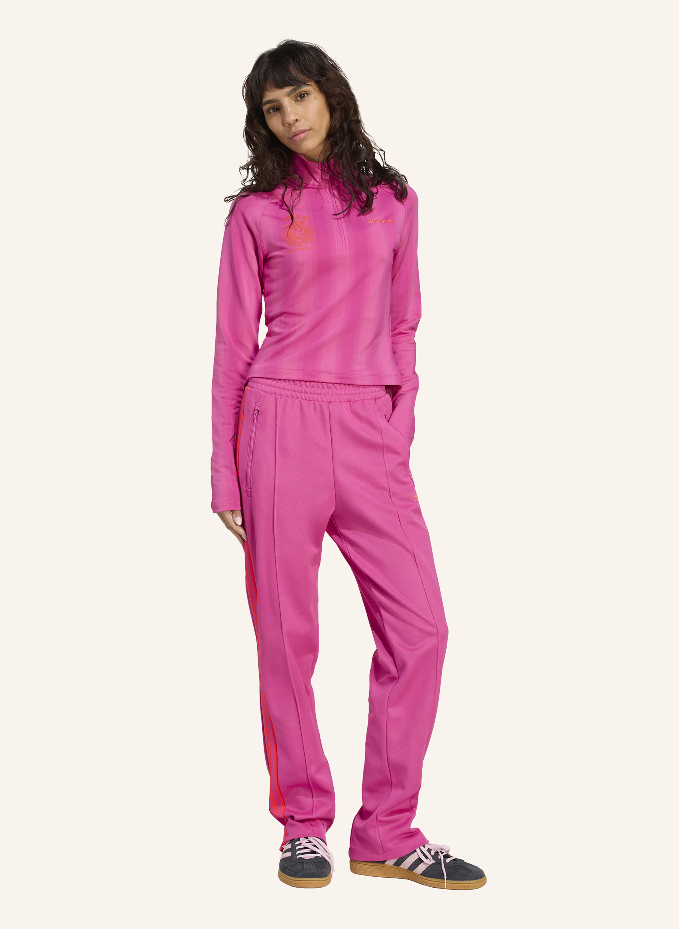 Thumbnail - Adidas Originals Half-Zip Graphic Football Longsleeve pink