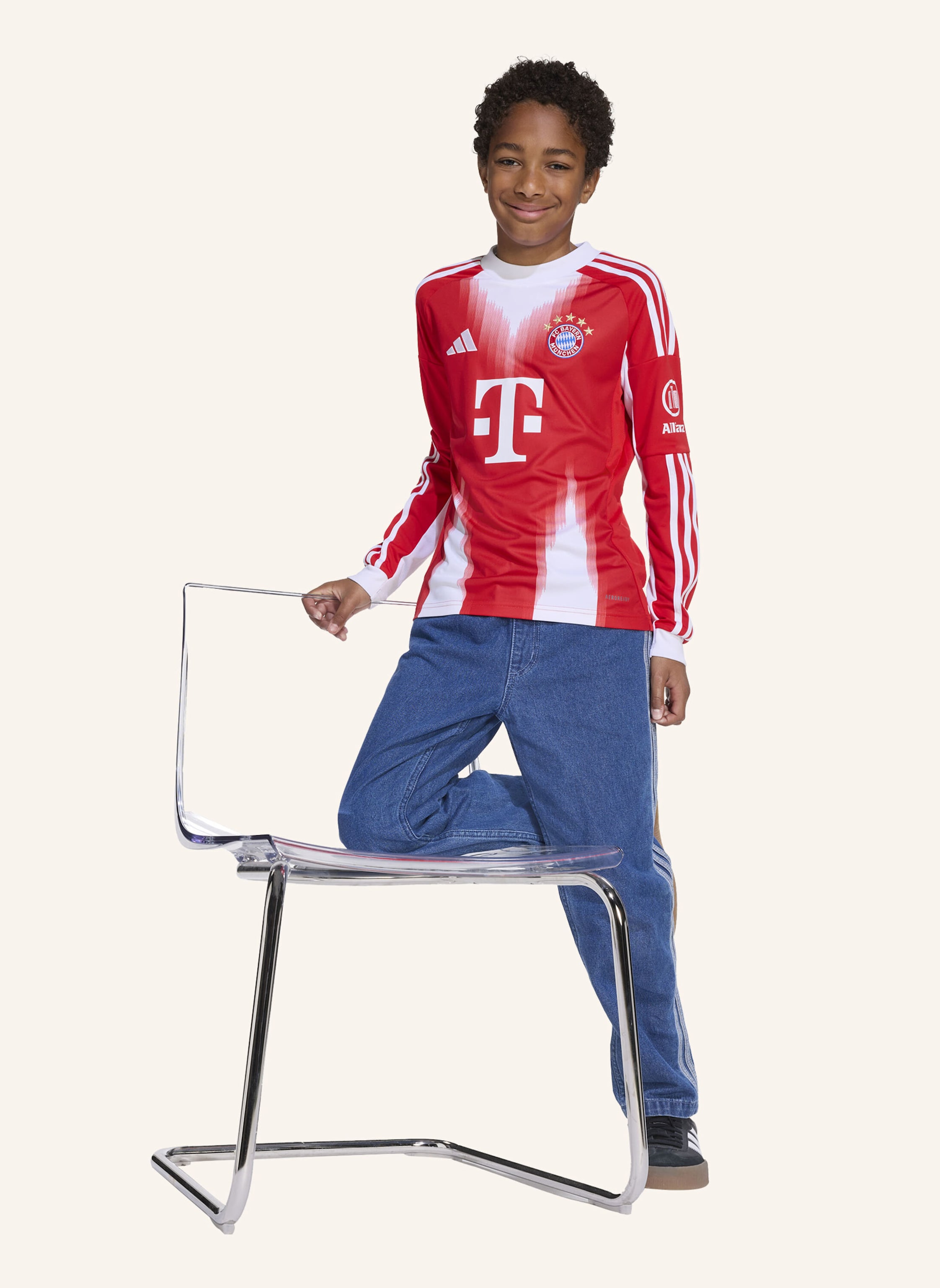 Thumbnail - Adidas Fc Bayern München 25/26 Long Sleeve Kids Heimtrikot rot