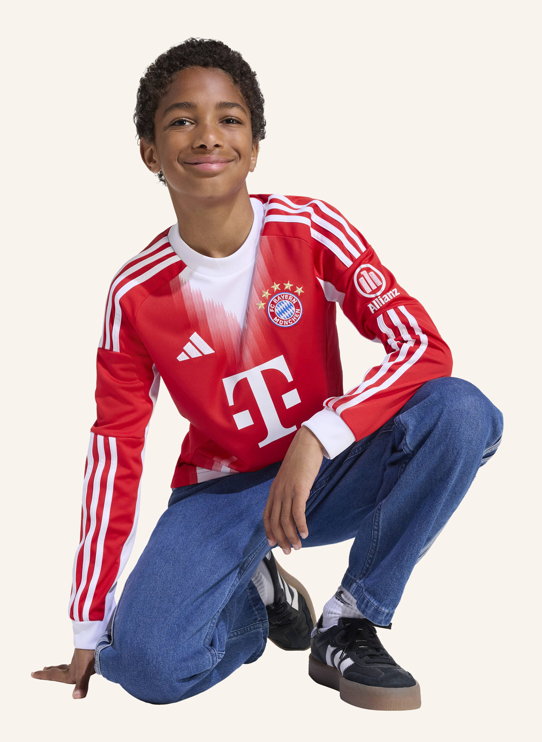 Thumbnail - Adidas Fc Bayern München 25/26 Long Sleeve Kids Heimtrikot rot