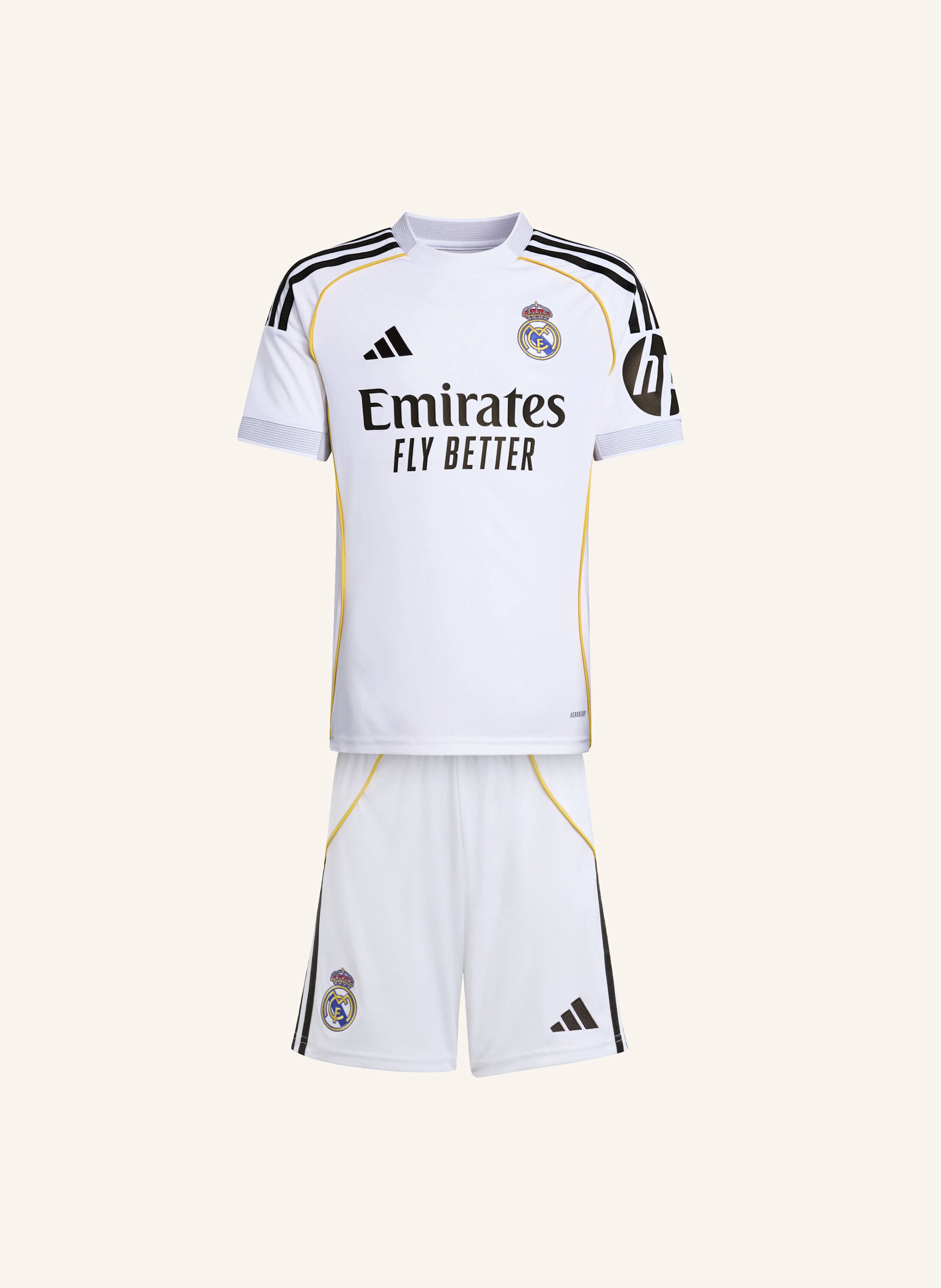 Adidas Real Madrid 25/26 Junior-Heimausrüstung weiss