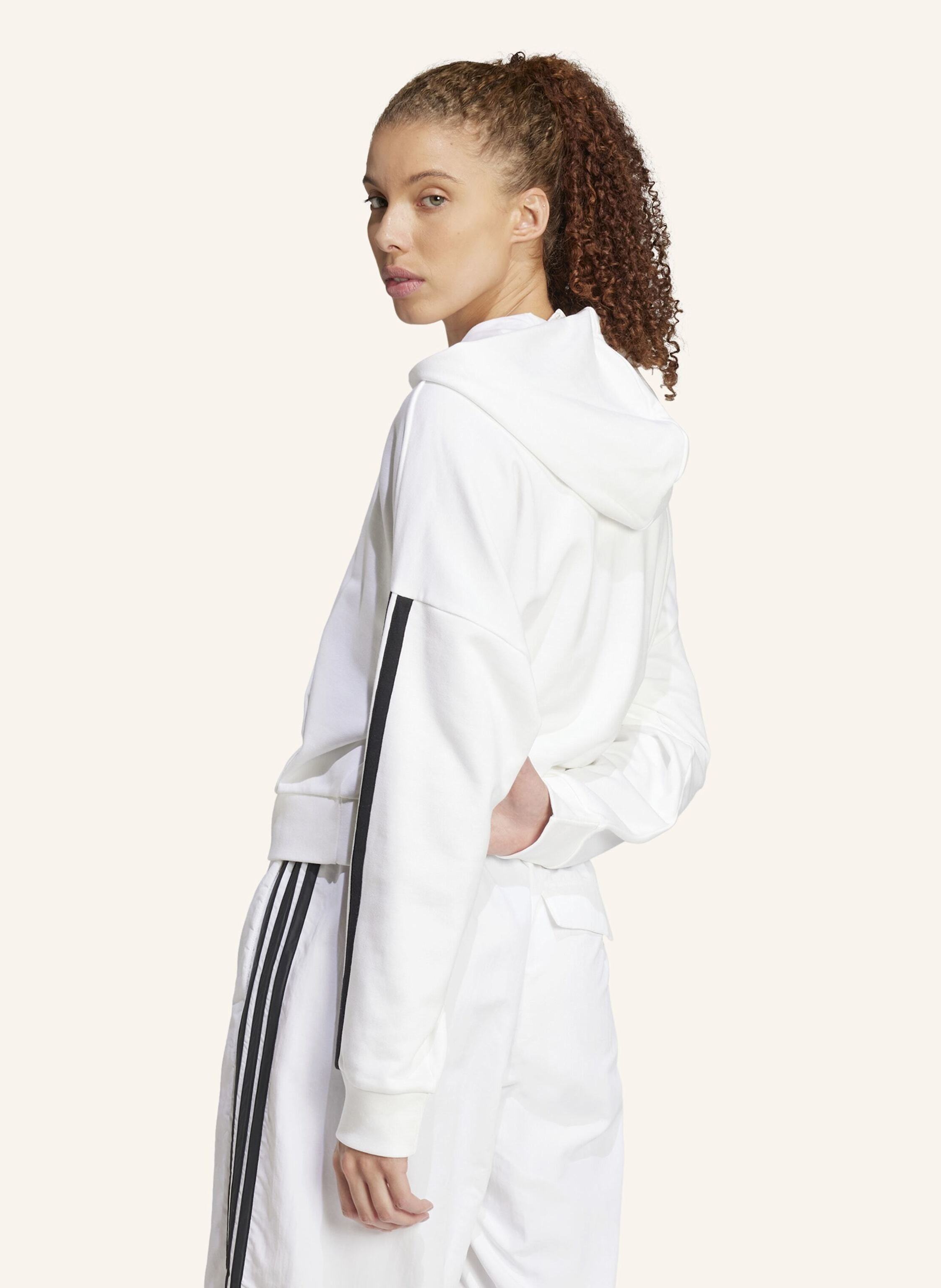 Thumbnail - Adidas Essentials 3-Streifen French Terry Quarter-Zip Hoodie weiss