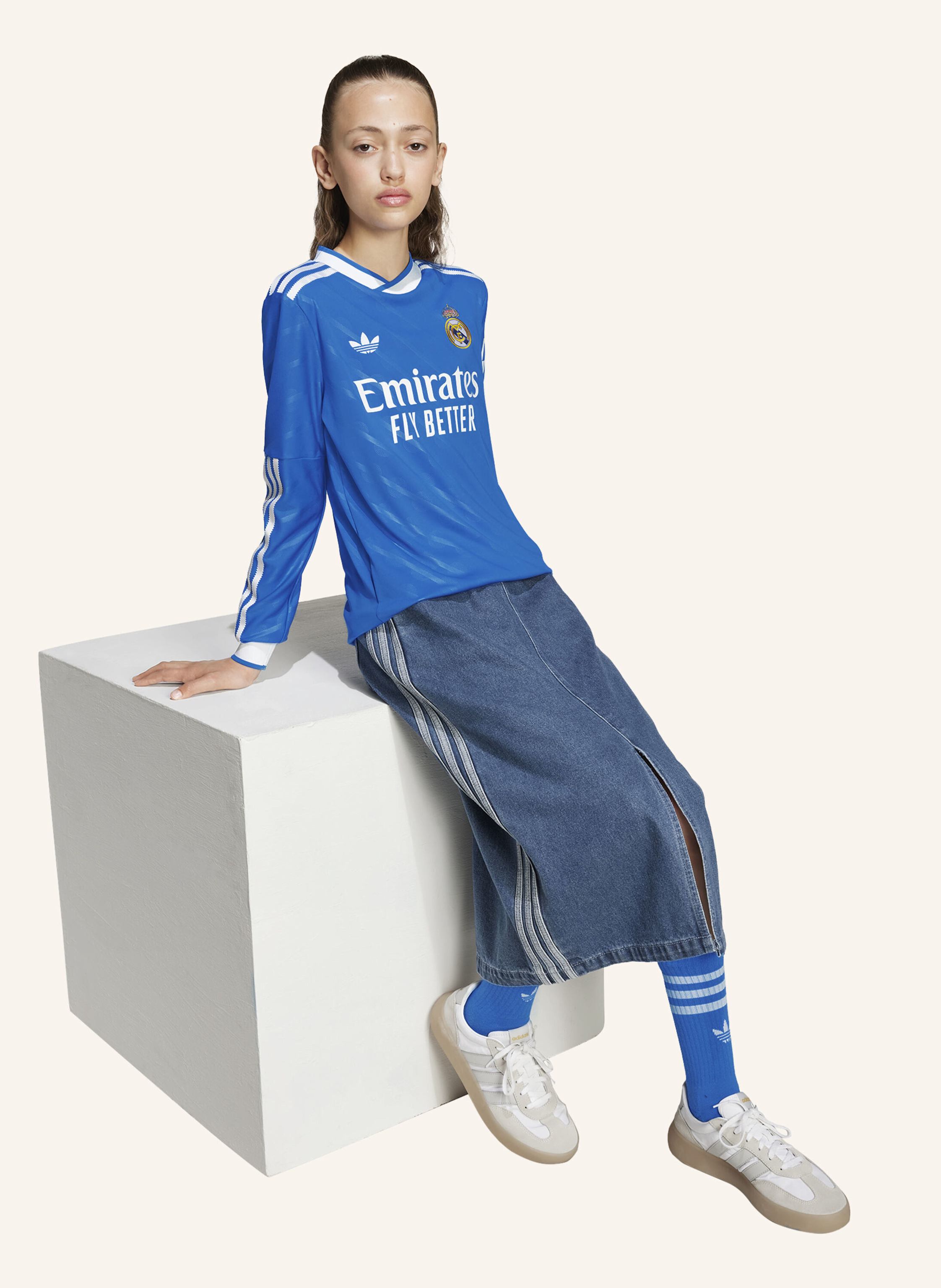 Thumbnail - Adidas Real Madrid 25/26 Long Sleeve Kids Ausweichtrikot blau