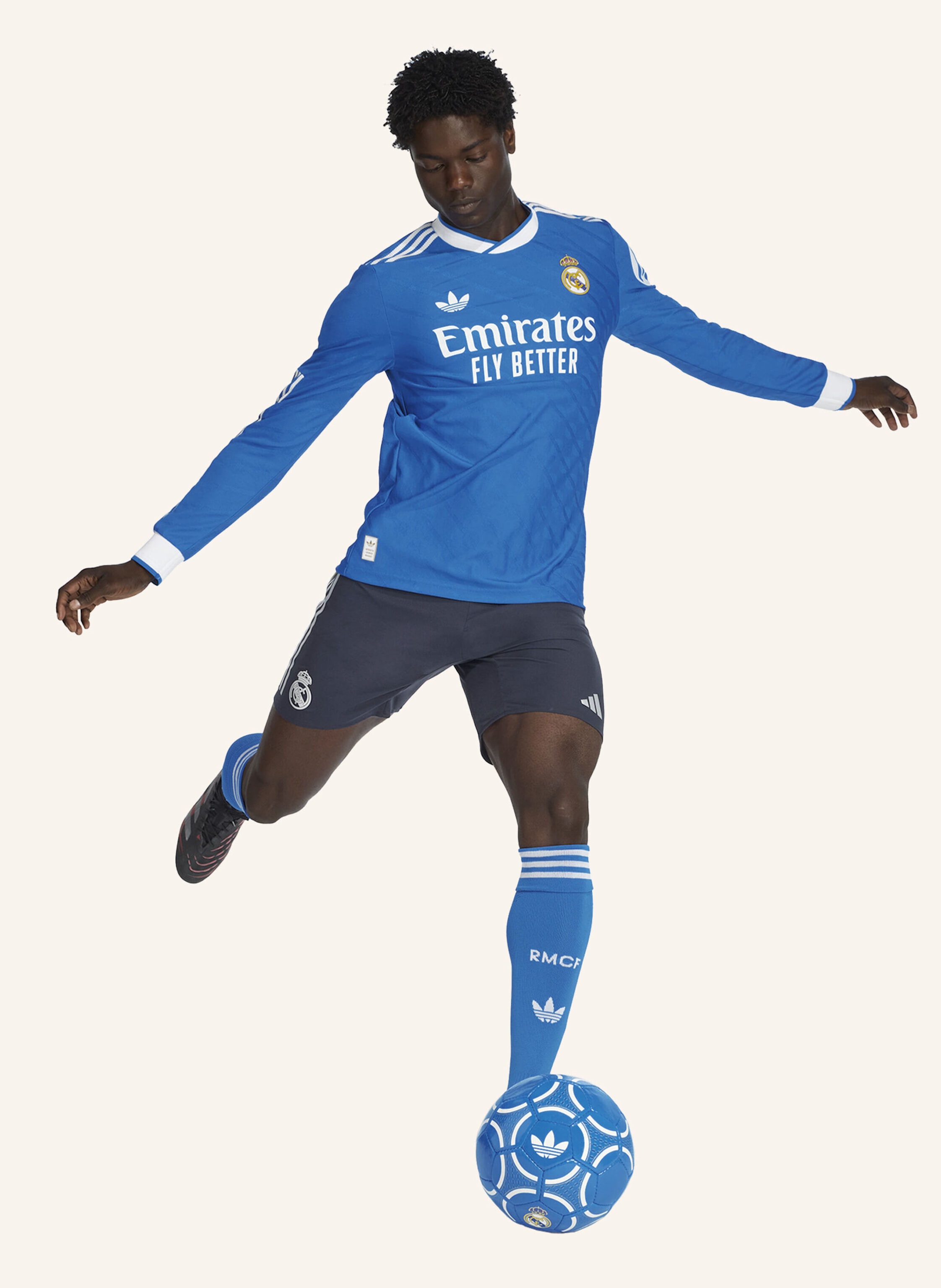 Thumbnail - Adidas Real Madrid 25/26 Langärmeliges Authentic Ausweichtrikot blau