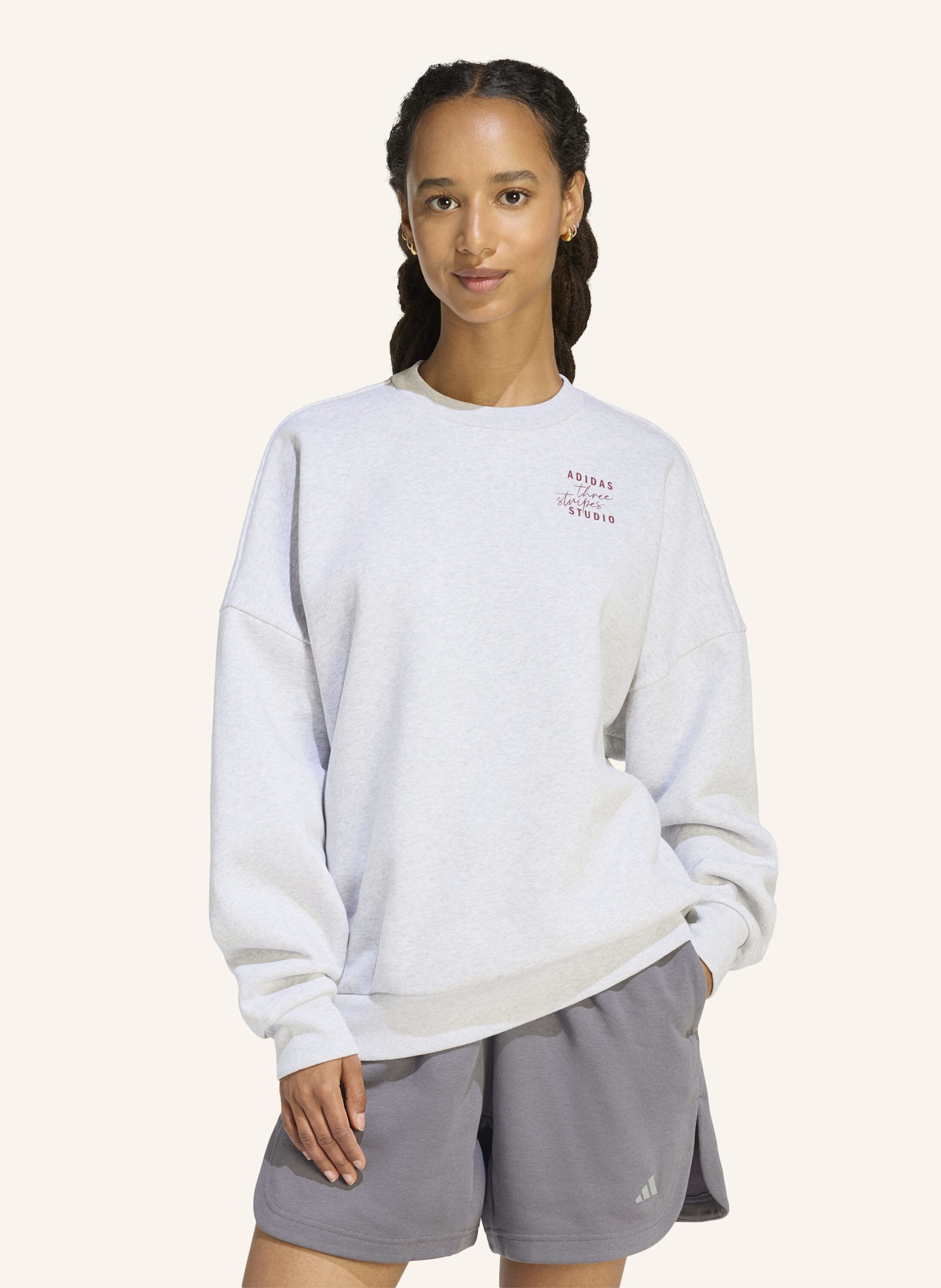 Thumbnail - Adidas 3-Streifen Studio Fl Hoodie grau