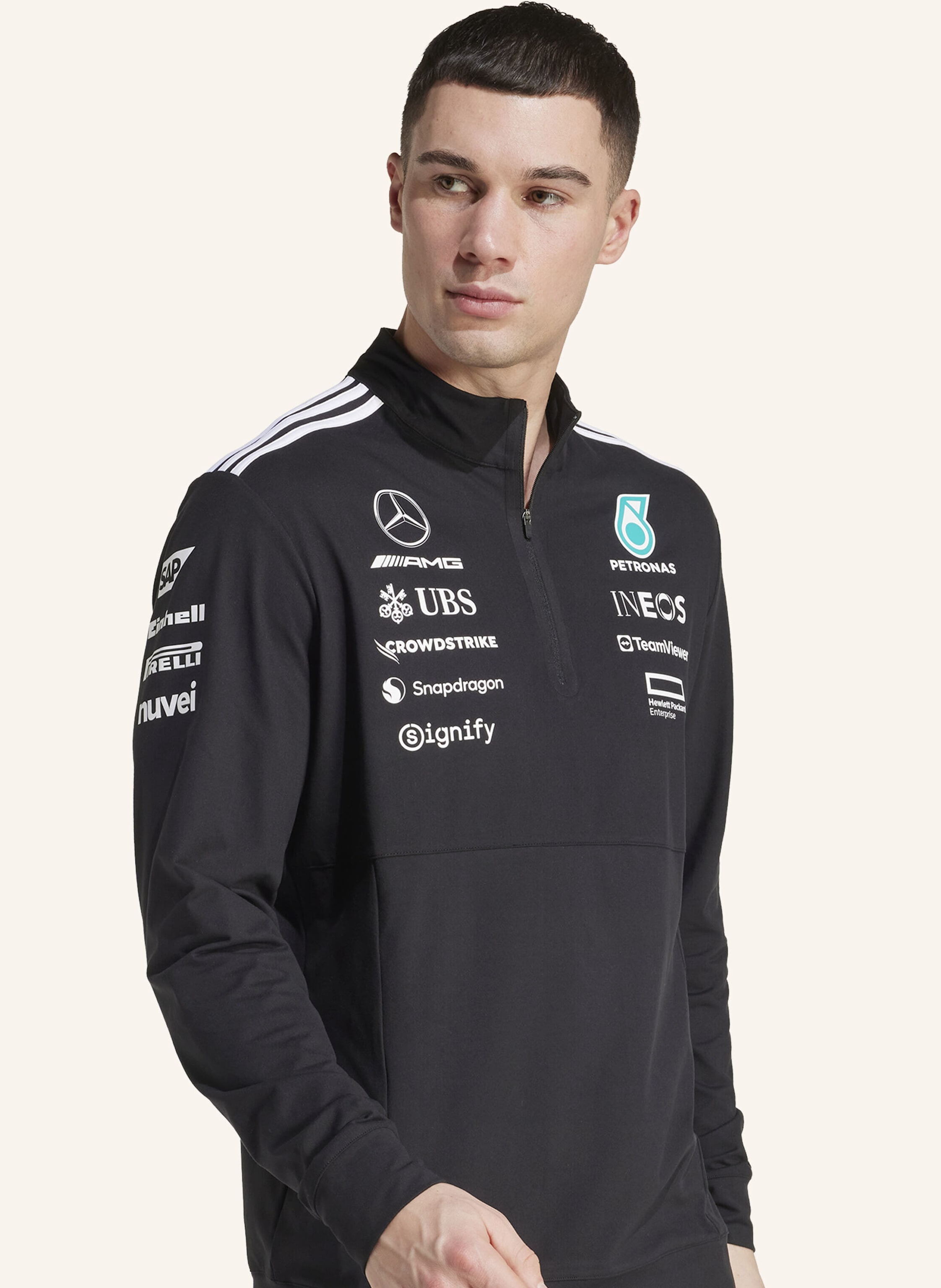 Thumbnail - Adidas Mercedes - Amg Petronas Formula One Team Quarter Zip Oberteil schwarz