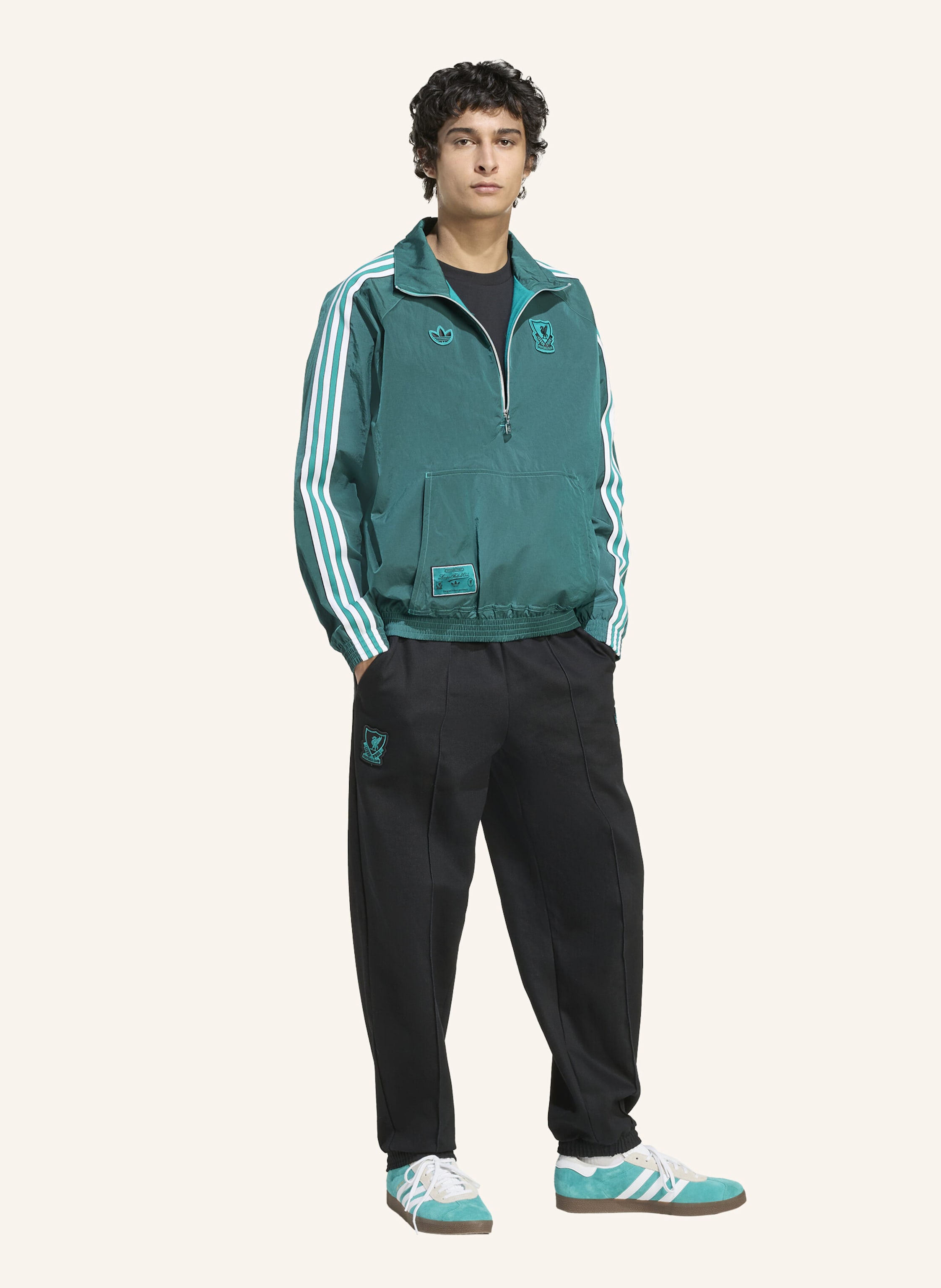 Thumbnail - Adidas Originals Fc Liverpool Terrace Icons Jacke Mit Reissverschluss Bis Zur Brust gruen