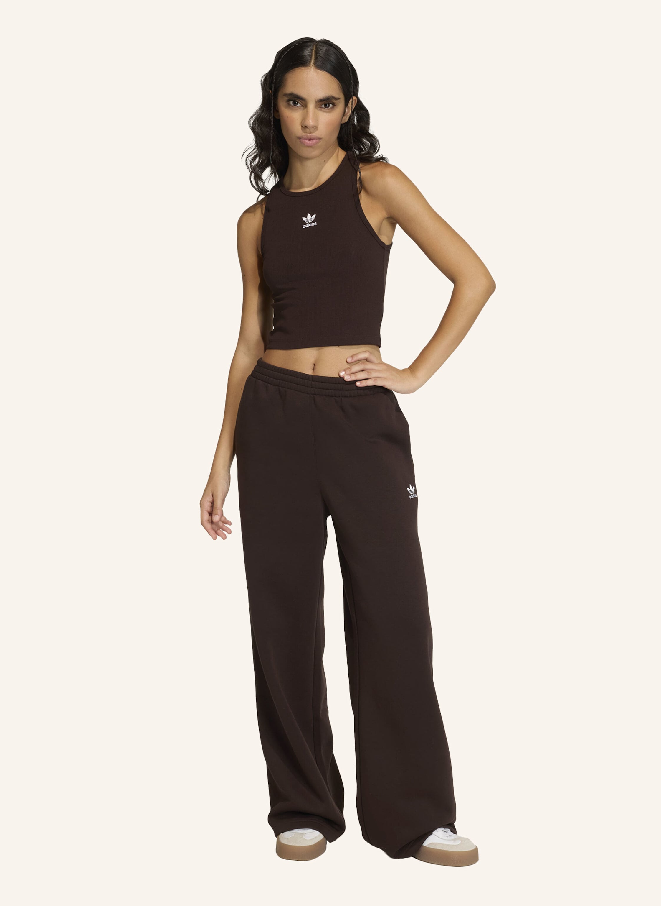 Thumbnail - Adidas Originals Cropped-Top Essentials Rib braun