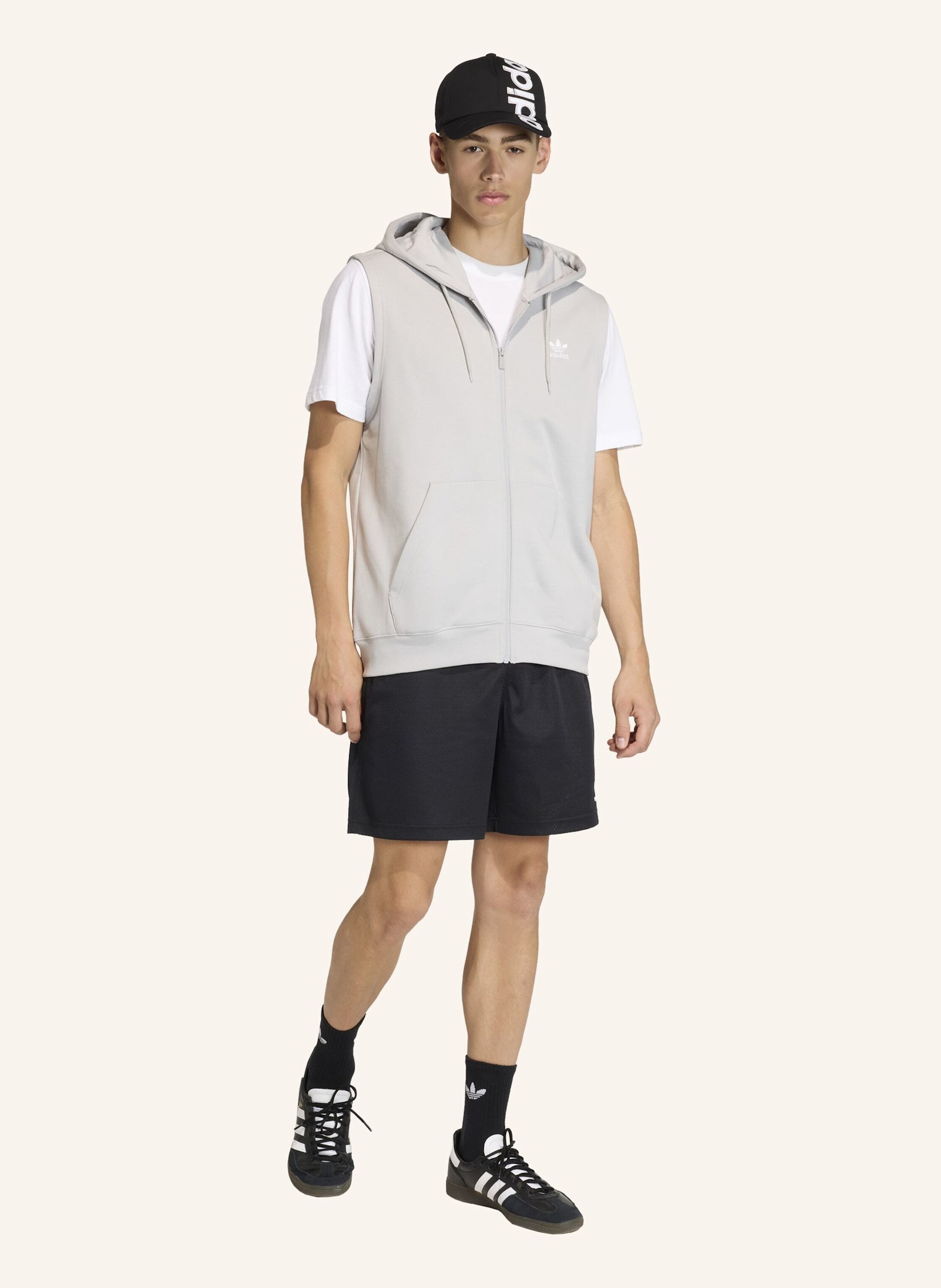 Thumbnail - Adidas Originals Trefoil Essentials Hoodie Ohne Ärmel grau