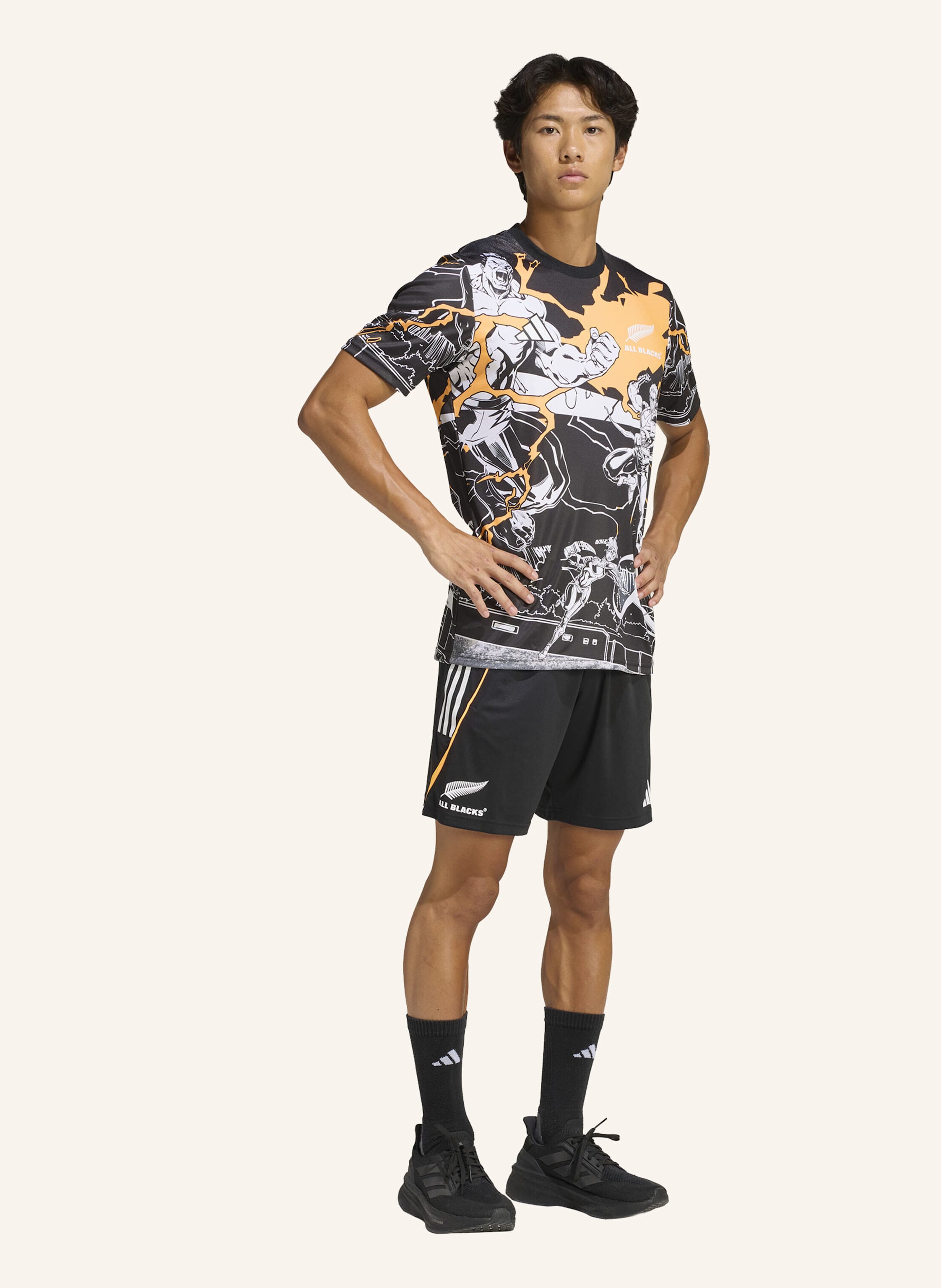 Thumbnail - Adidas All Blacks Marvel Captains Run Jersey schwarz