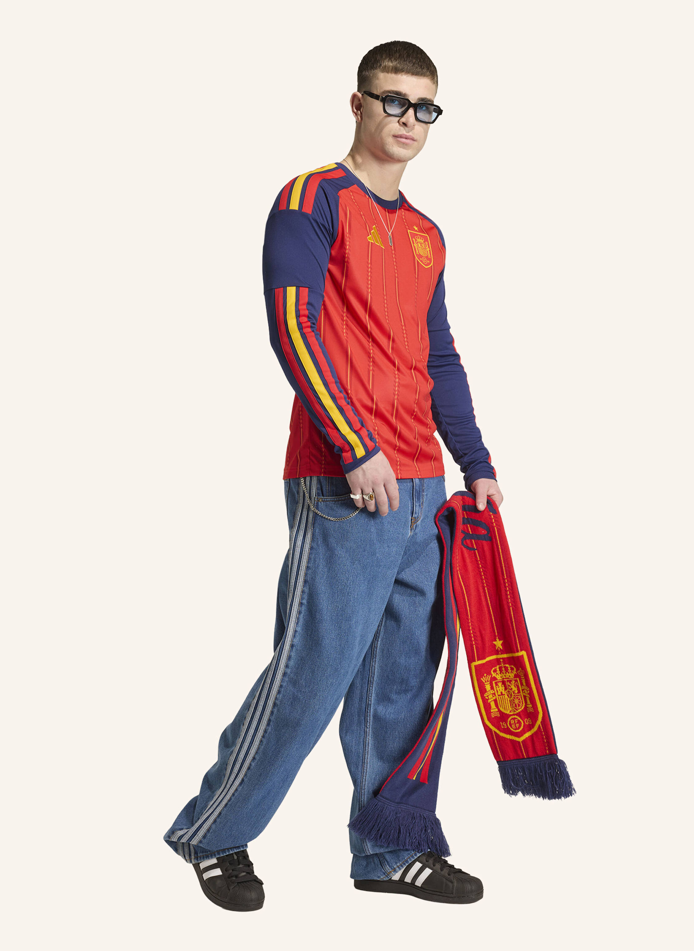 Thumbnail - Adidas Spanien 26 Langärmeliges Heimtrikot rot