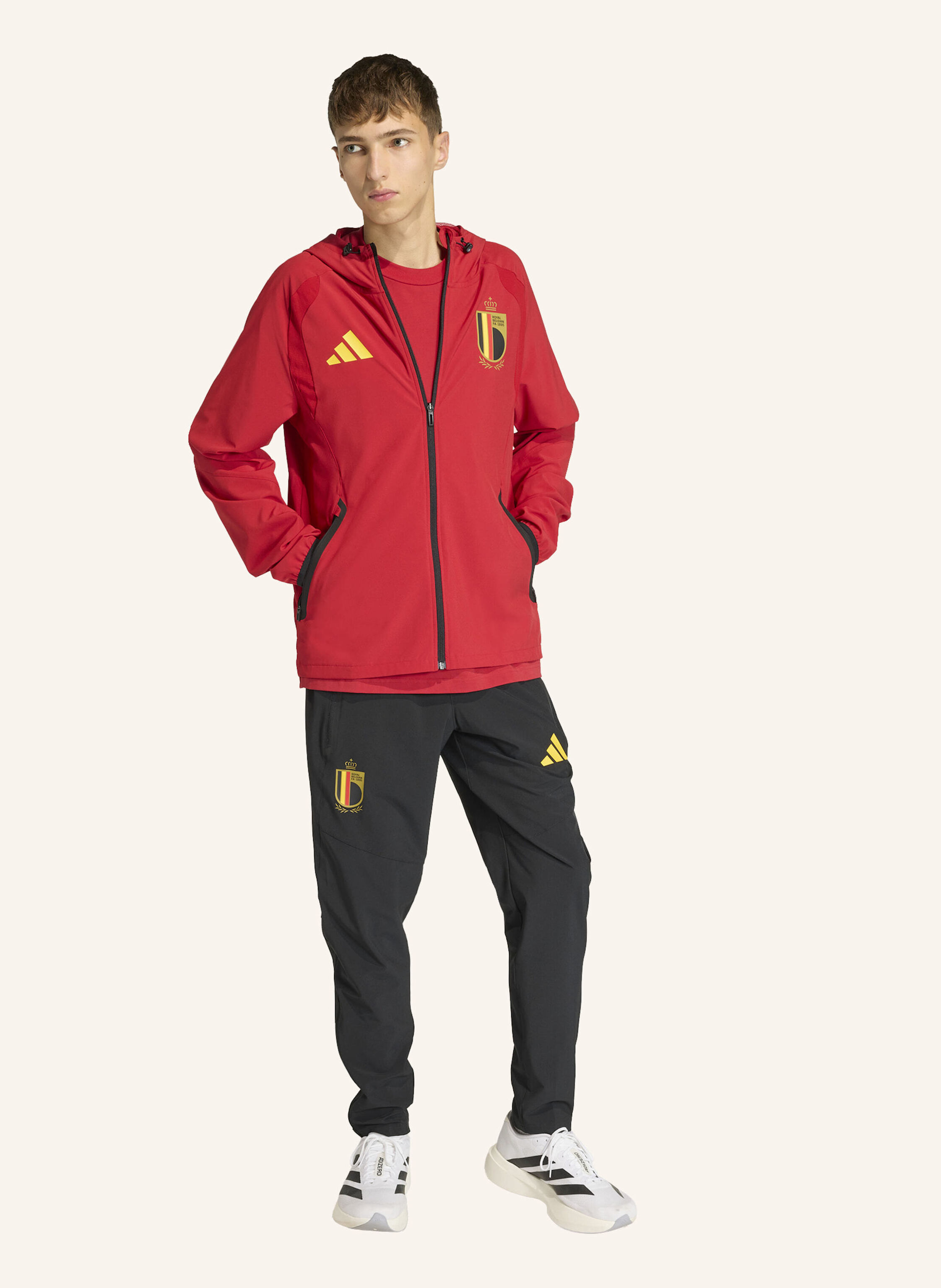 Thumbnail - Adidas Belgien Tiro Tech Windbreaker Mit Durchgehendem Reissverschluss rot