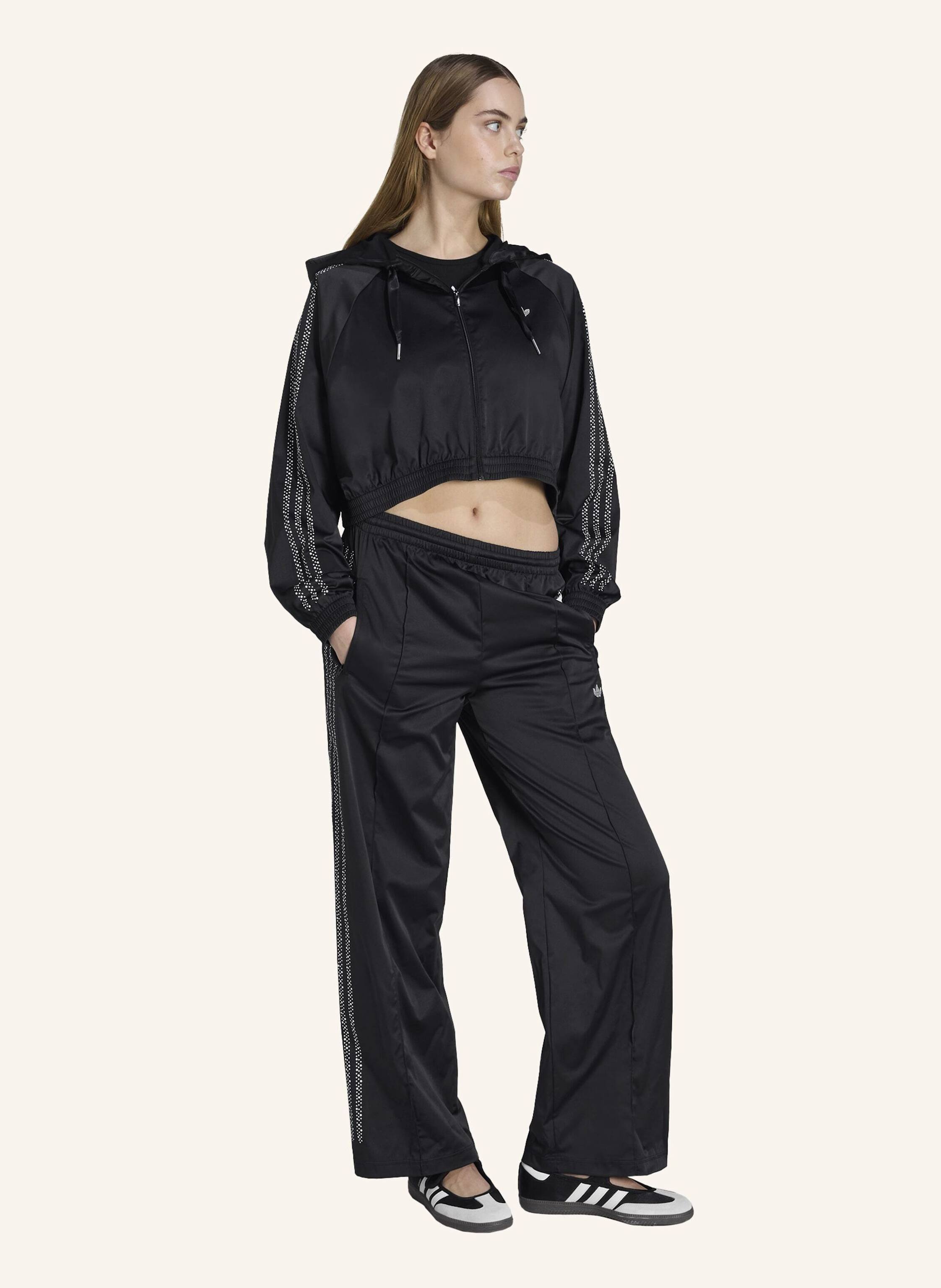 Thumbnail - Adidas Originals Pearl Cropped Zip Kapuzenjacke schwarz