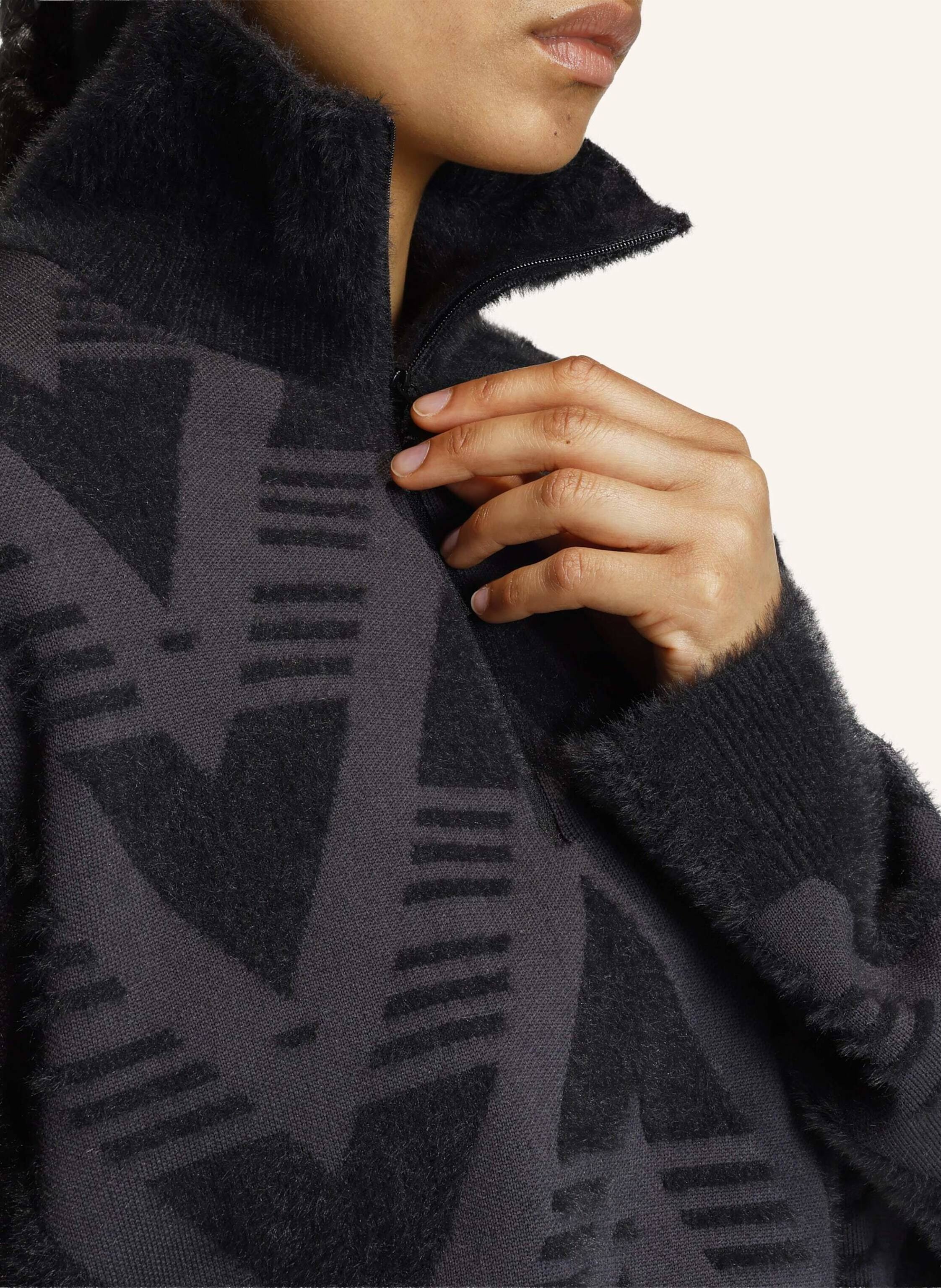 Thumbnail - Adidas Originals Strickpullover Mit Reissverschluss Bis Zur Brust schwarz