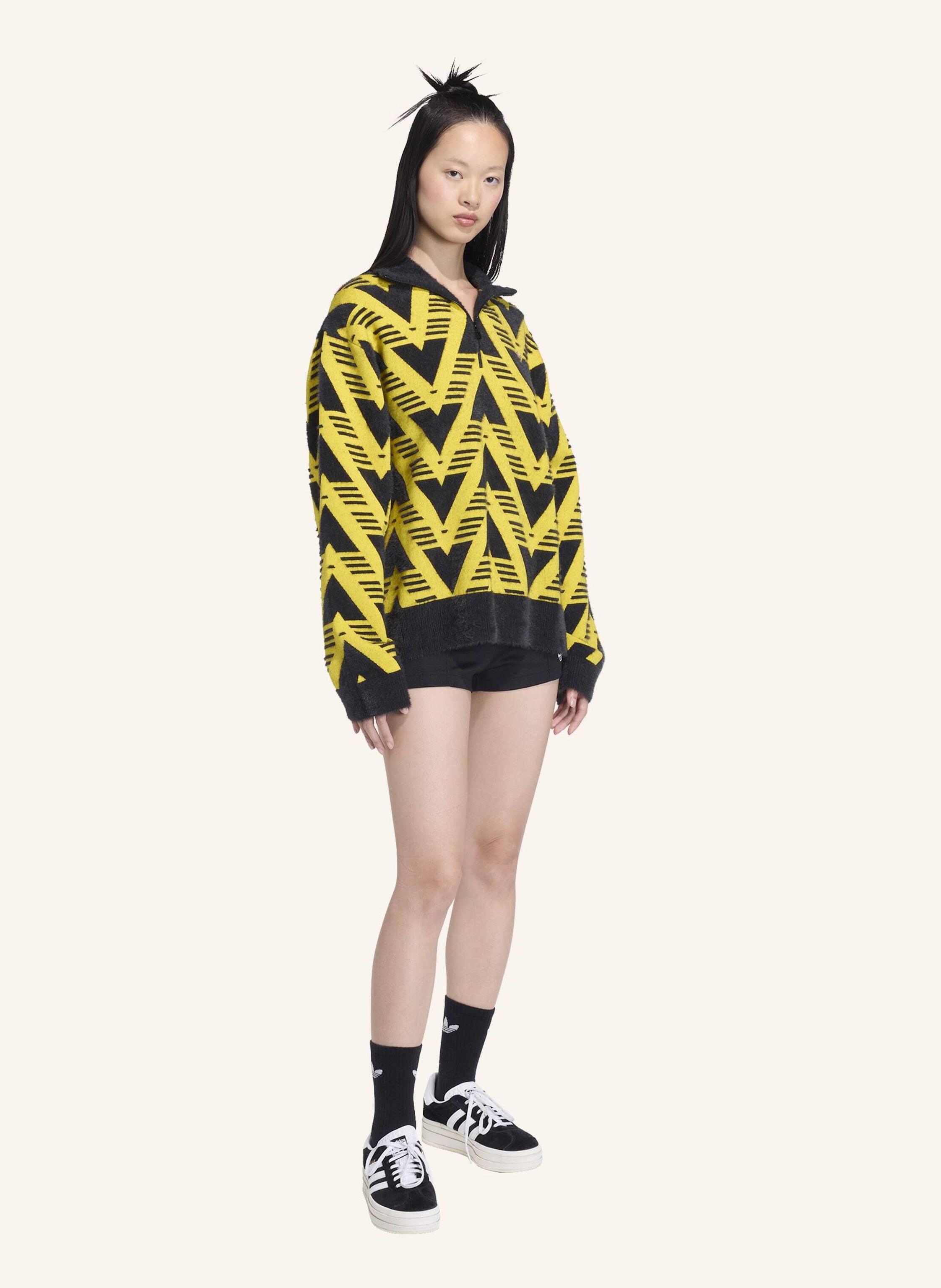 Thumbnail - Adidas Originals Strickpullover Mit Reissverschluss Bis Zur Brust gelb