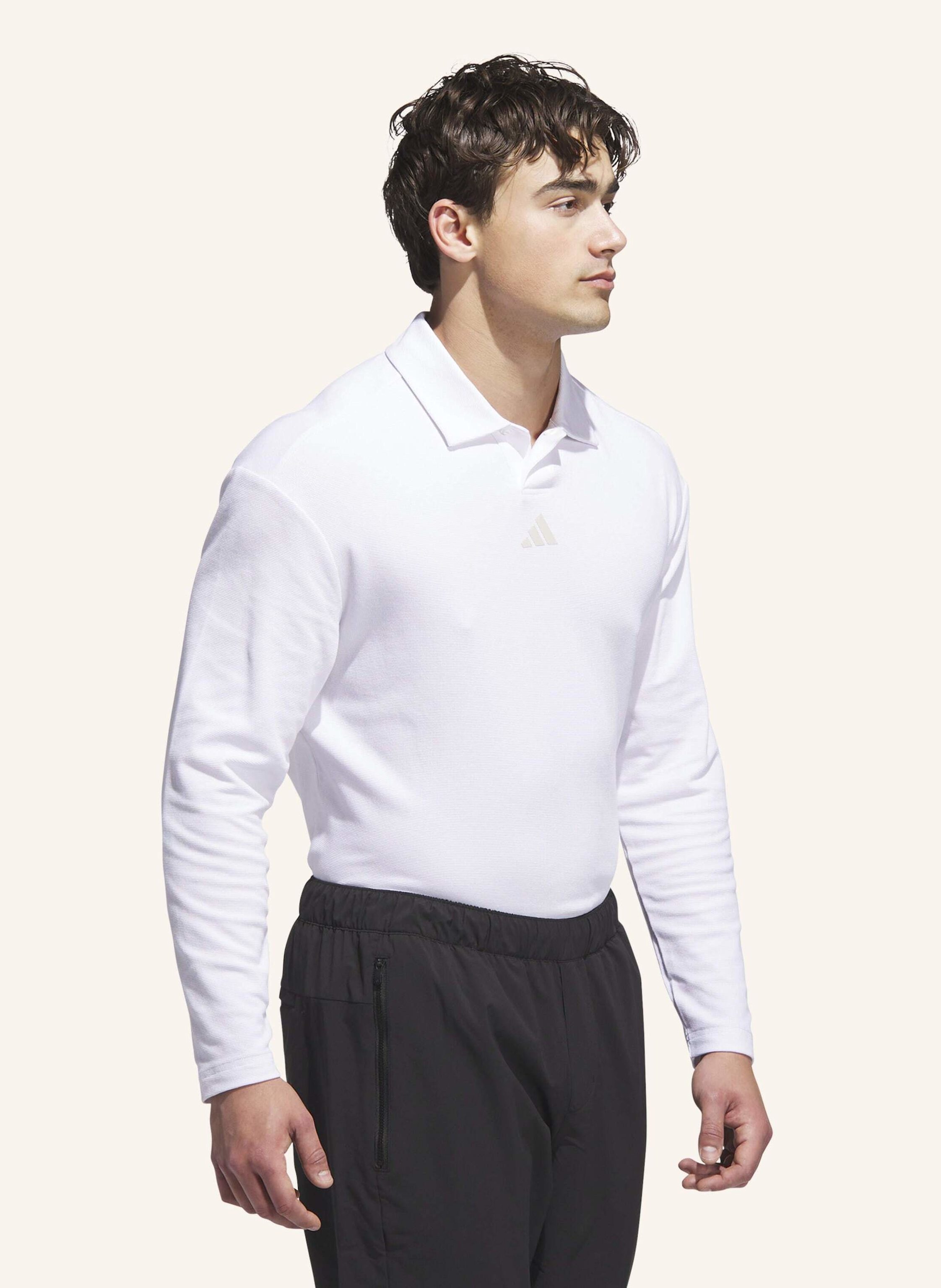 Thumbnail - Adidas Beyond Long Sleeve Loose Fit Poloshirt weiss