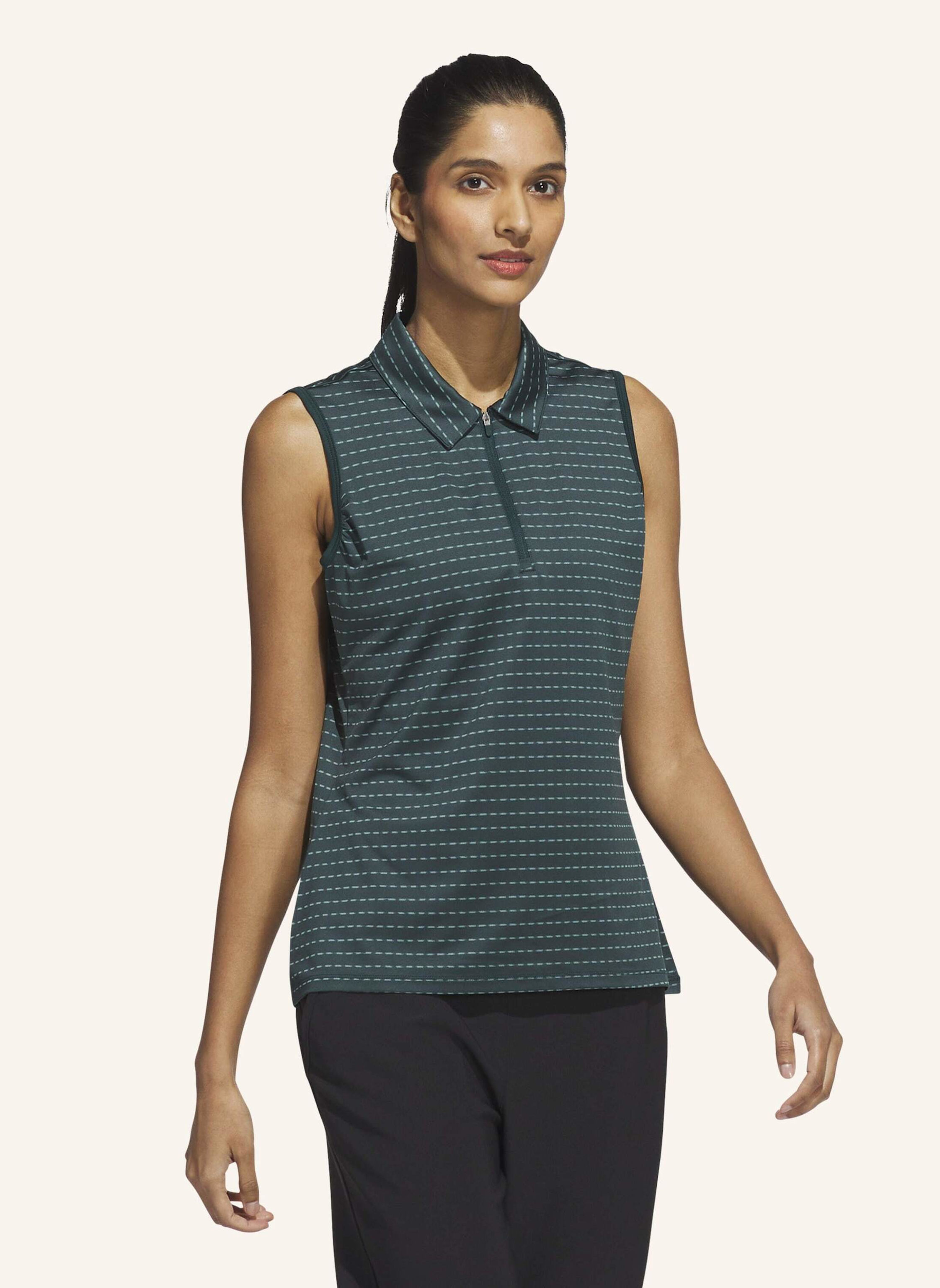 Thumbnail - Adidas ultimate365 Jacquard Stripe Sleeveless Poloshirt gruen