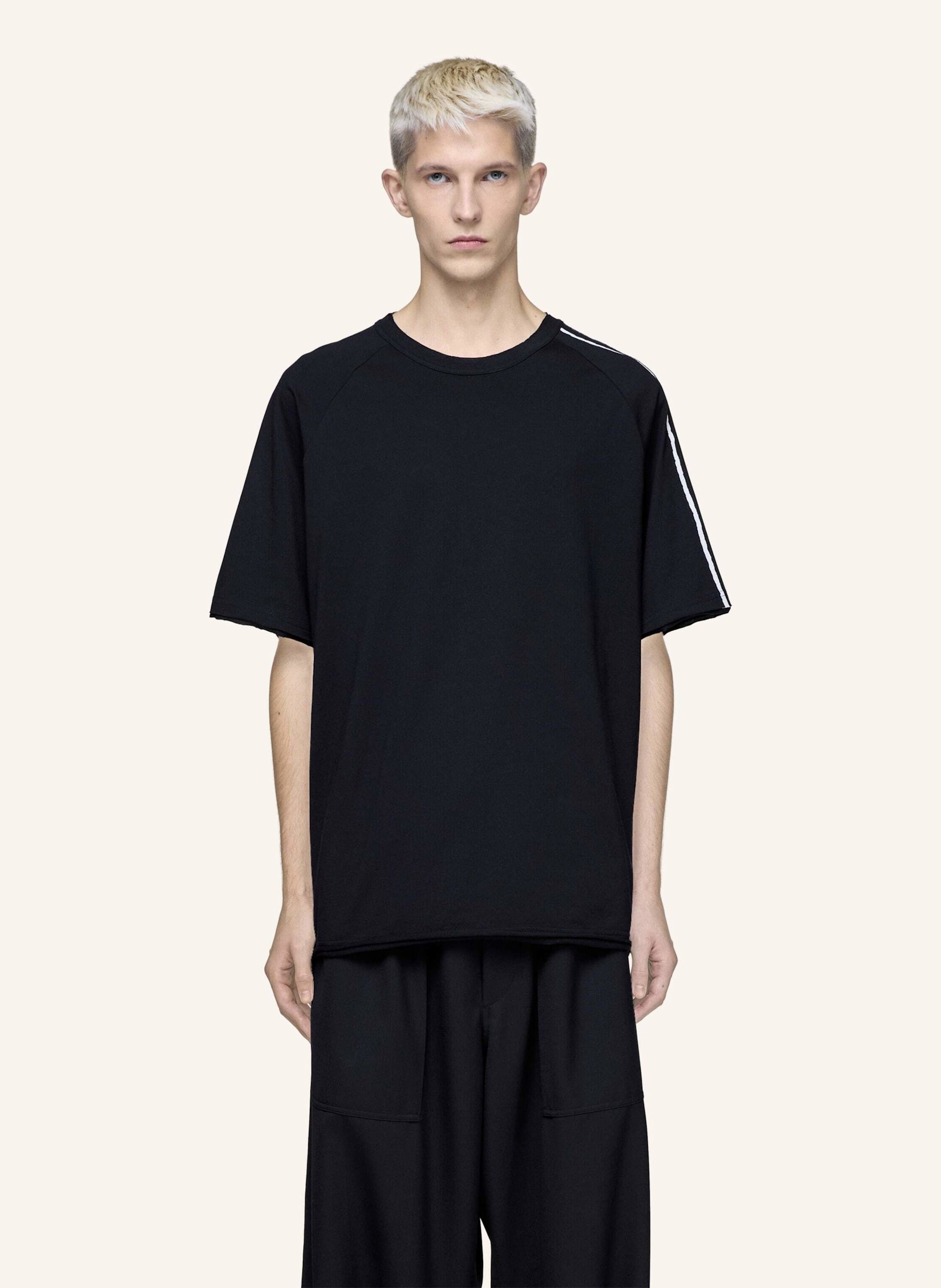 Thumbnail - Y-3 Y-3 Raw Edge 3-Streifen T-Shirt schwarz