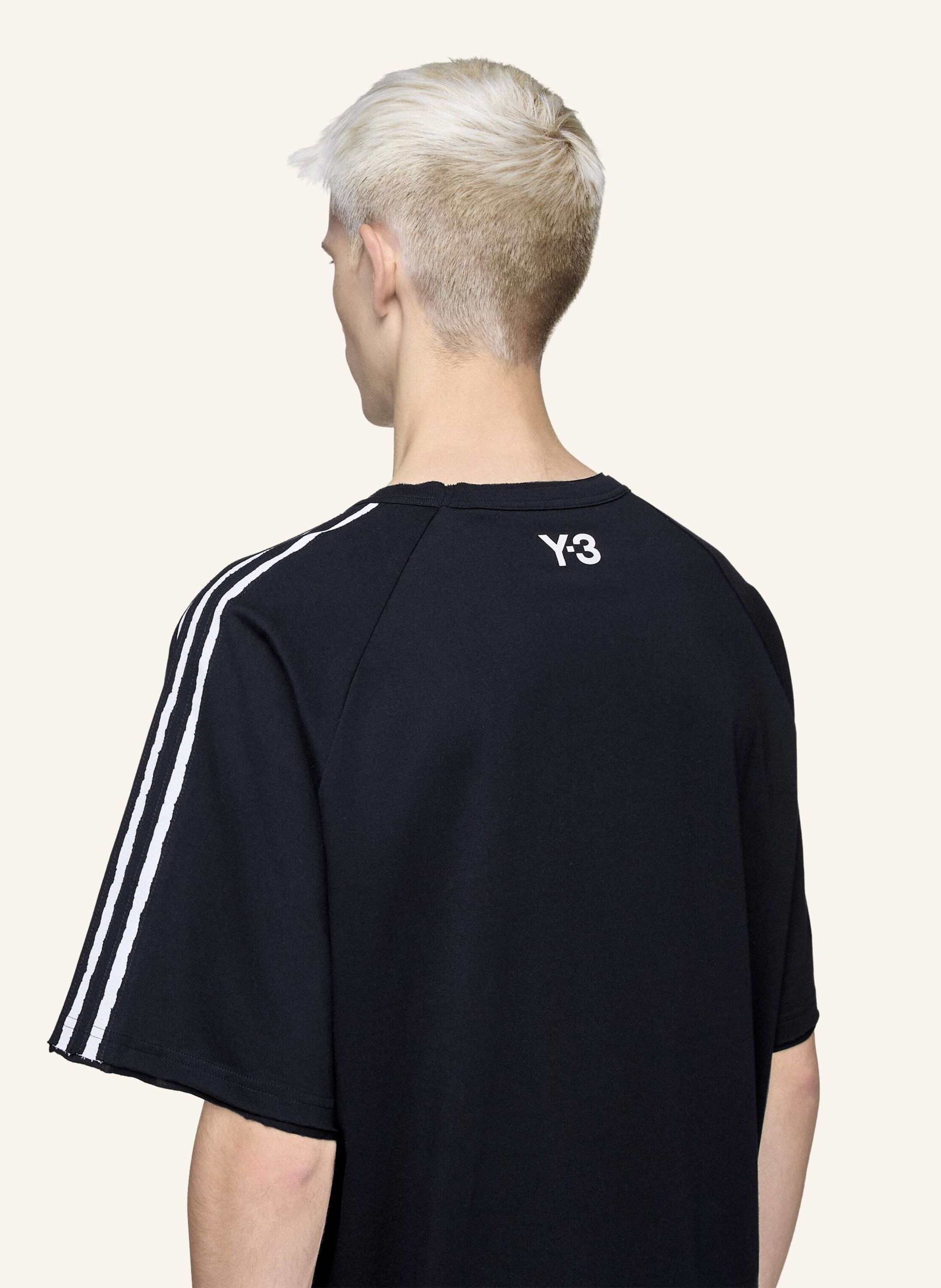 Thumbnail - Y-3 Y-3 Raw Edge 3-Streifen T-Shirt schwarz