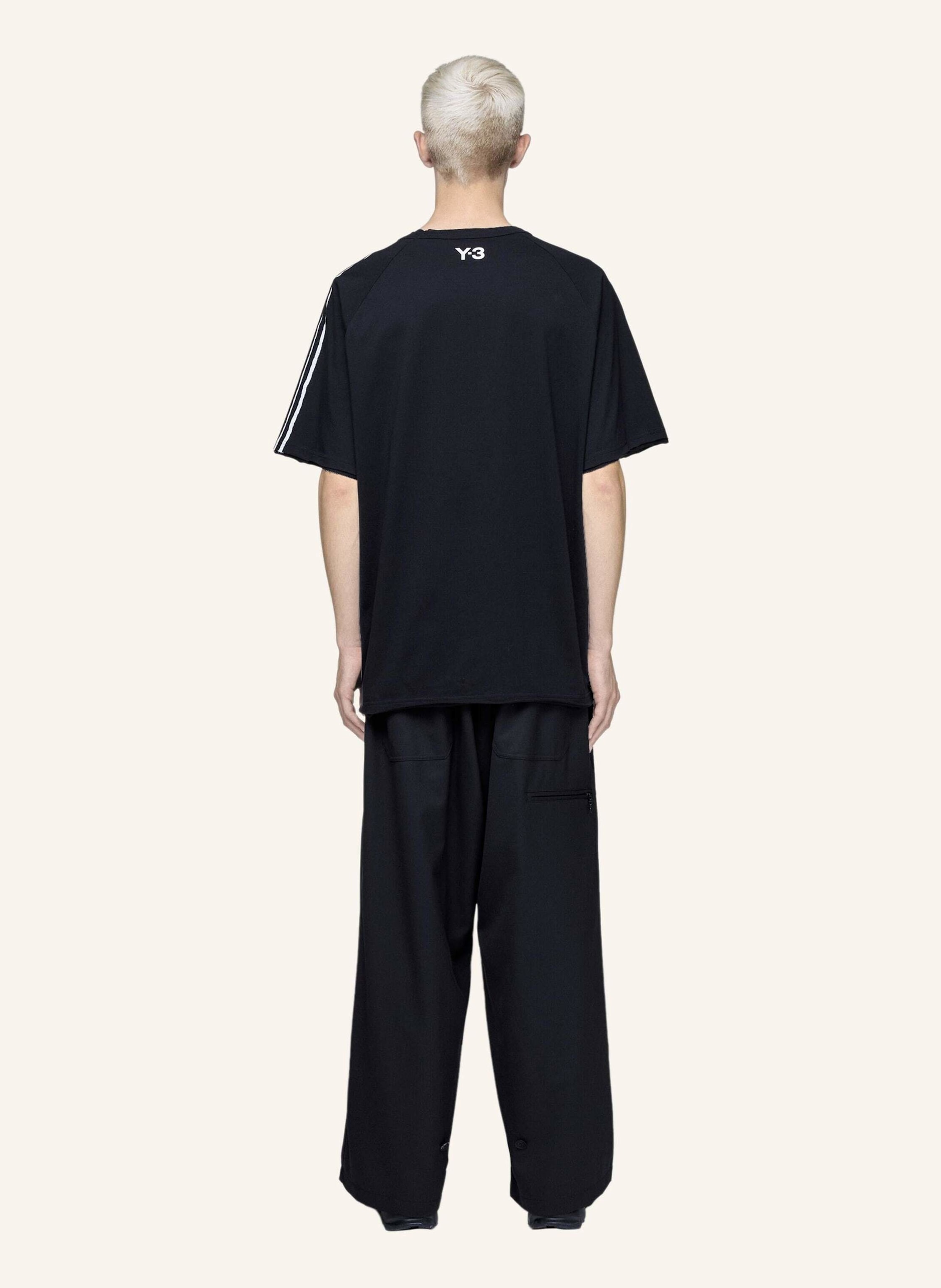 Thumbnail - Y-3 Y-3 Raw Edge 3-Streifen T-Shirt schwarz
