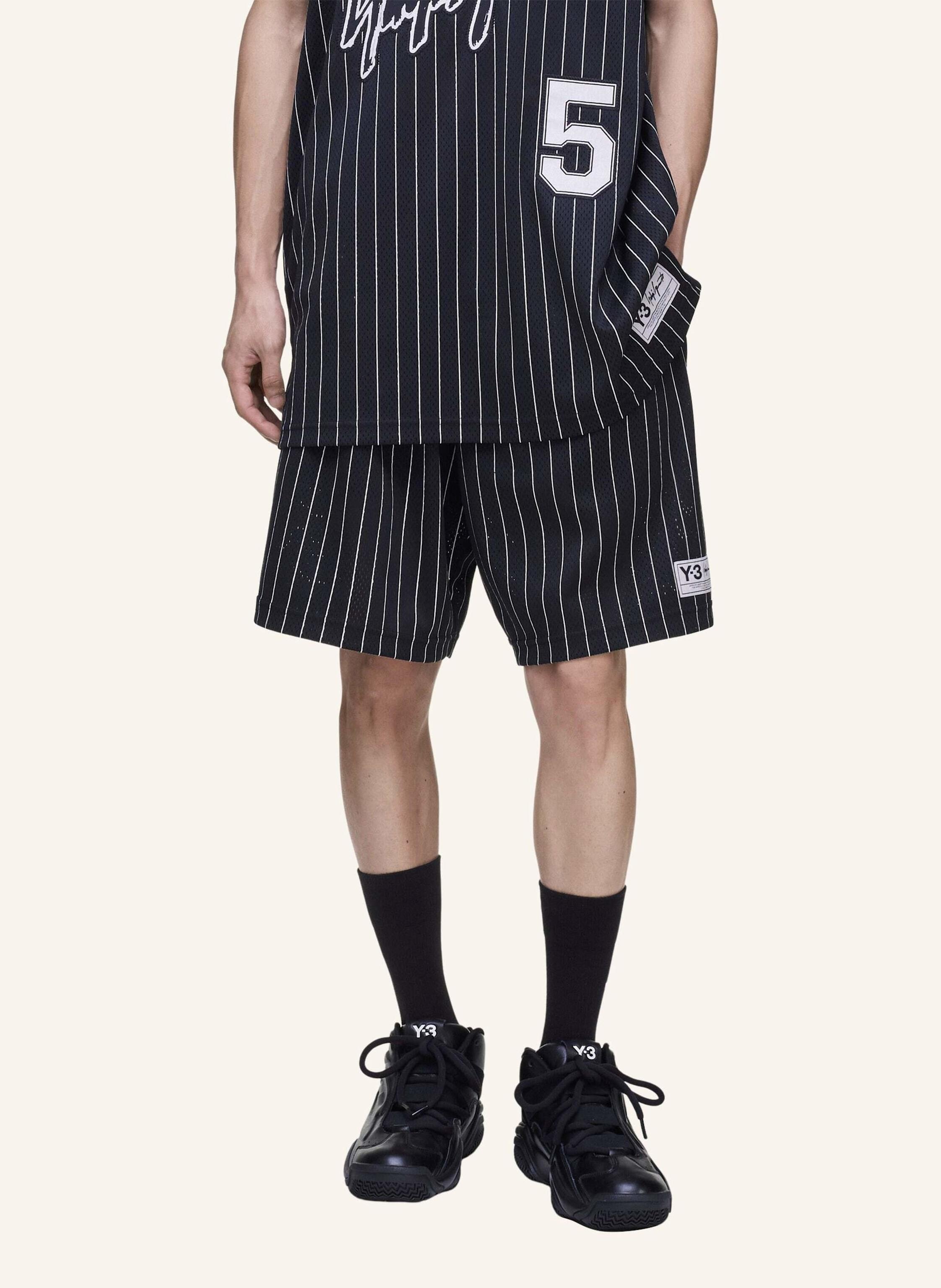 Thumbnail - Y-3 Y-3 Mesh Nadelstreifen Shorts schwarz