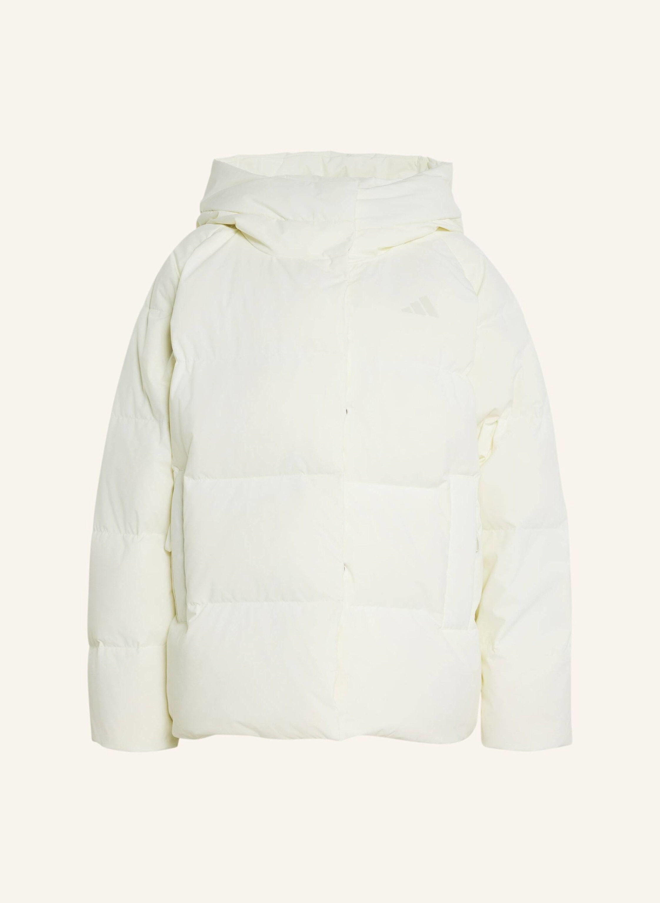 Adidas Helionic Puffer Daunenjacke, Kapuze weiss