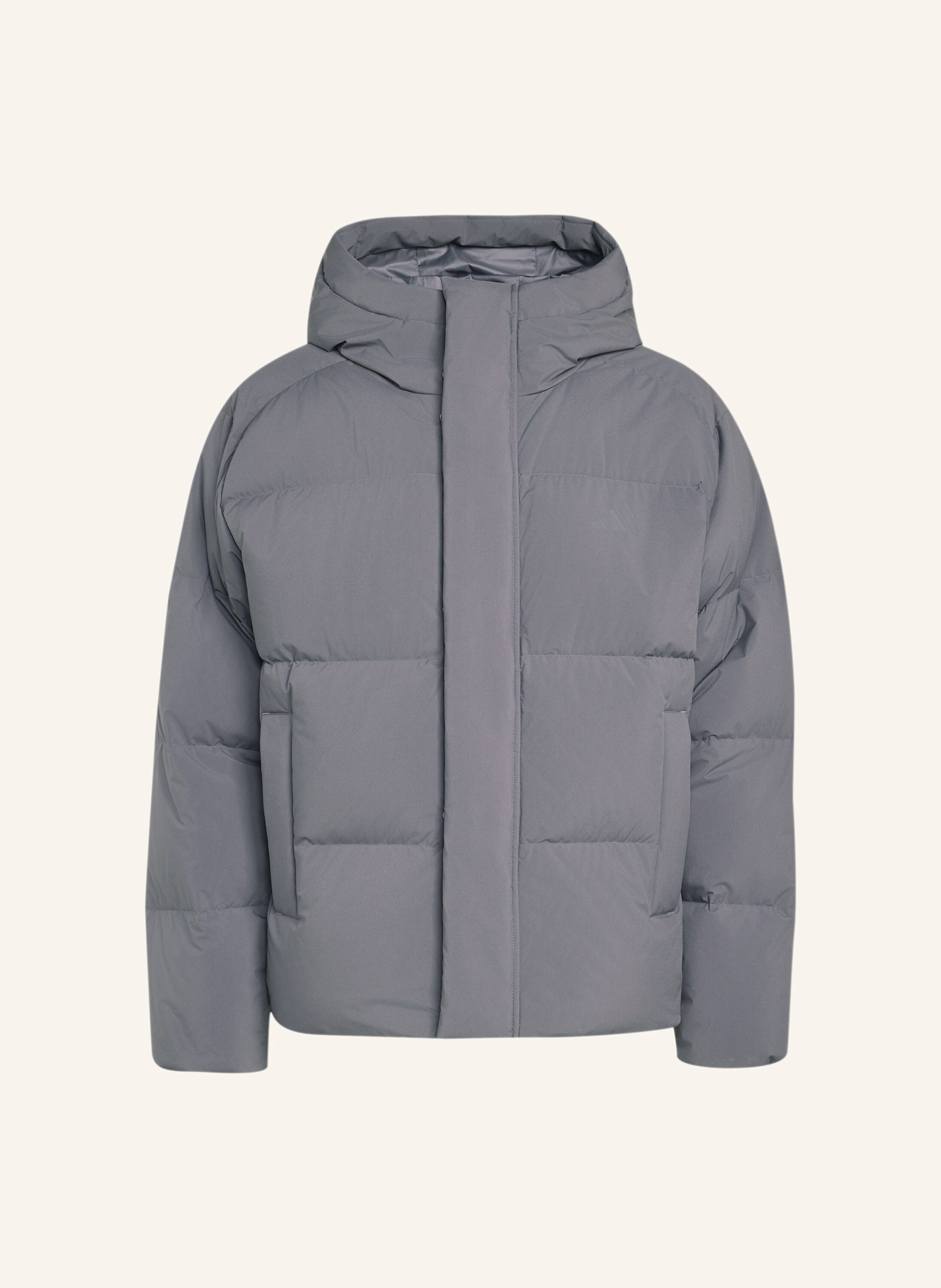 Adidas Helionic Puffer Jacke Kapuze grau