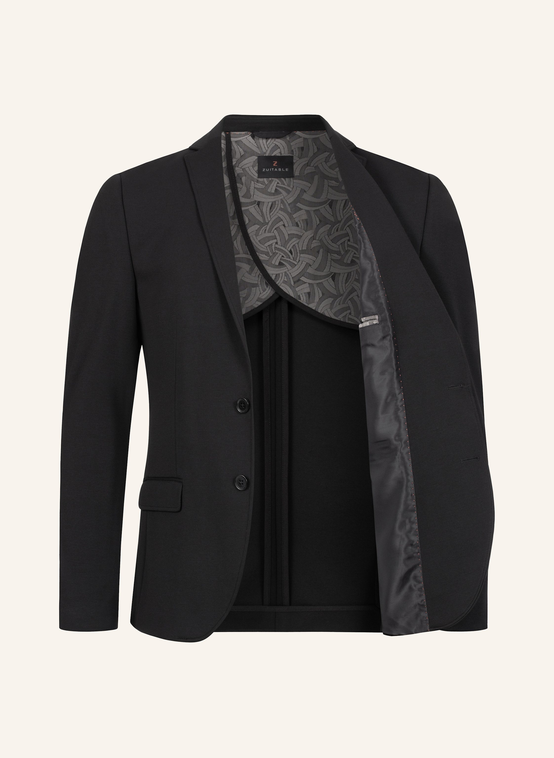 Thumbnail - Zuitable Anzugssakko Dinorris Slim Fit Aus Jersey schwarz