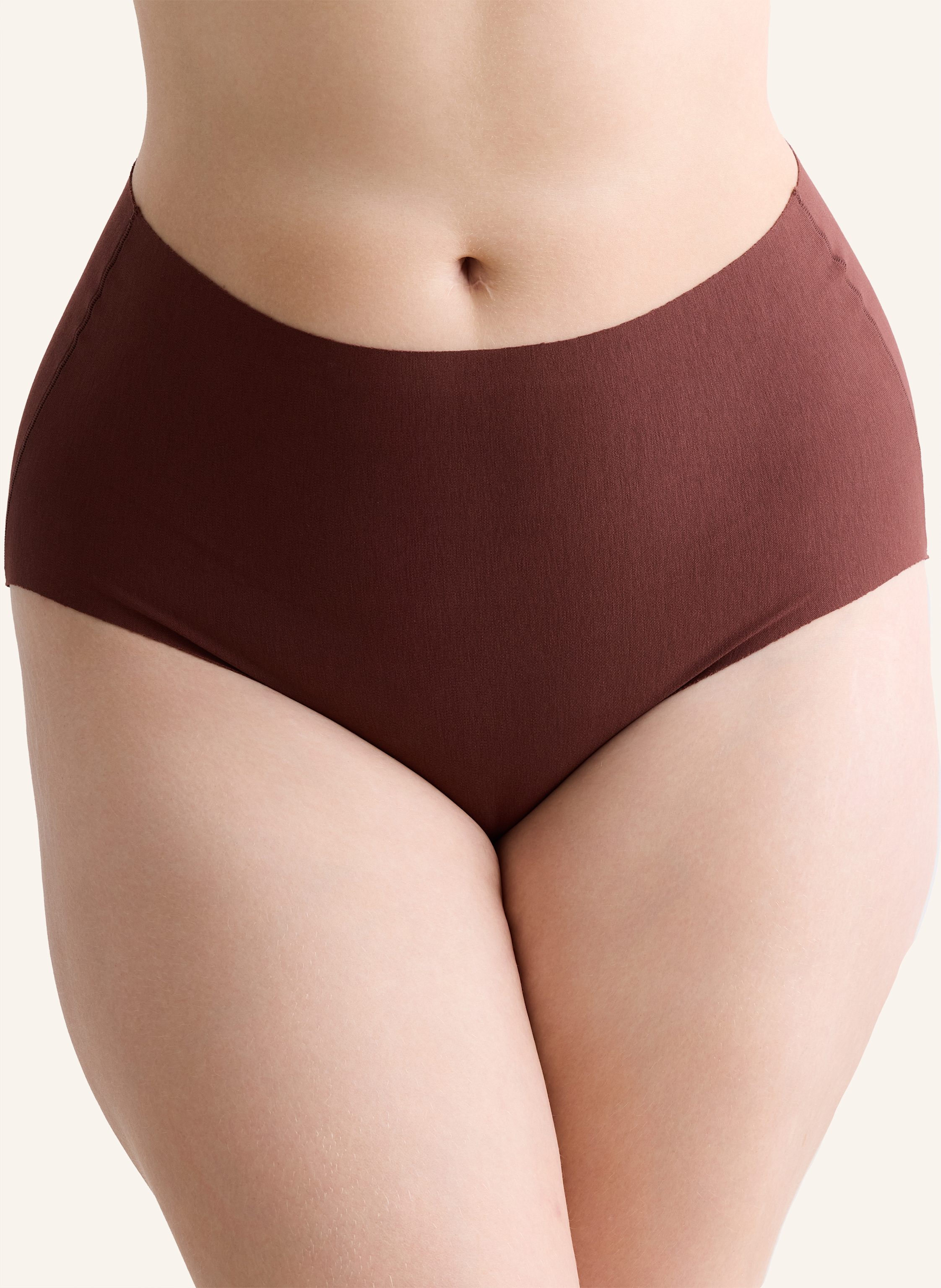 Thumbnail - Erlich Textil Casual Cotton High Waist Slip Aus Bio-Baumwolle - Nahtlose Kanten braun