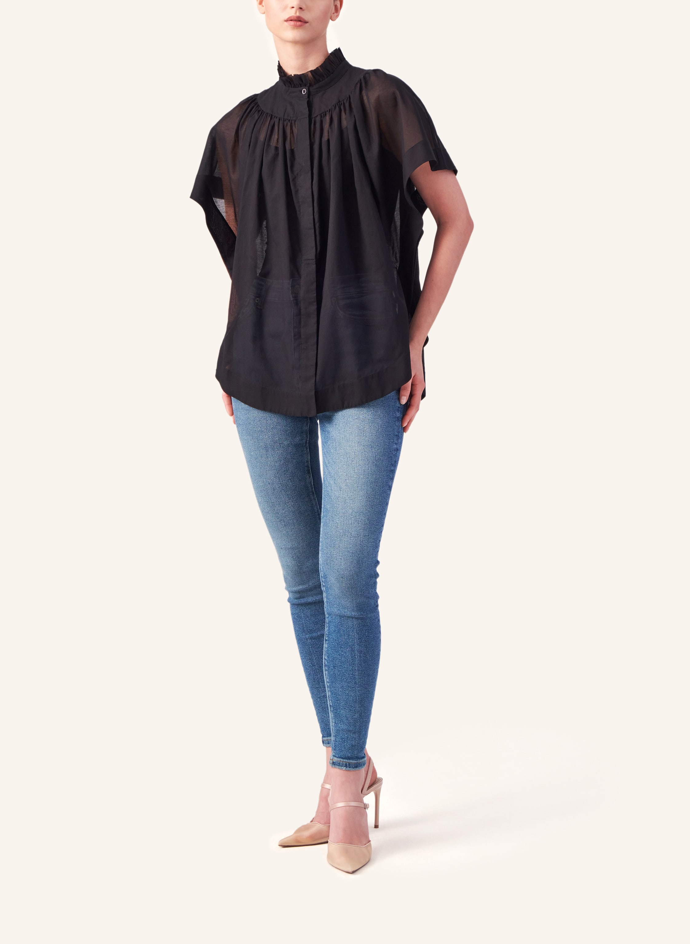 Thumbnail - Helene Galwas Bluse Aus Baumwoll-Seiden Mischung Idis schwarz