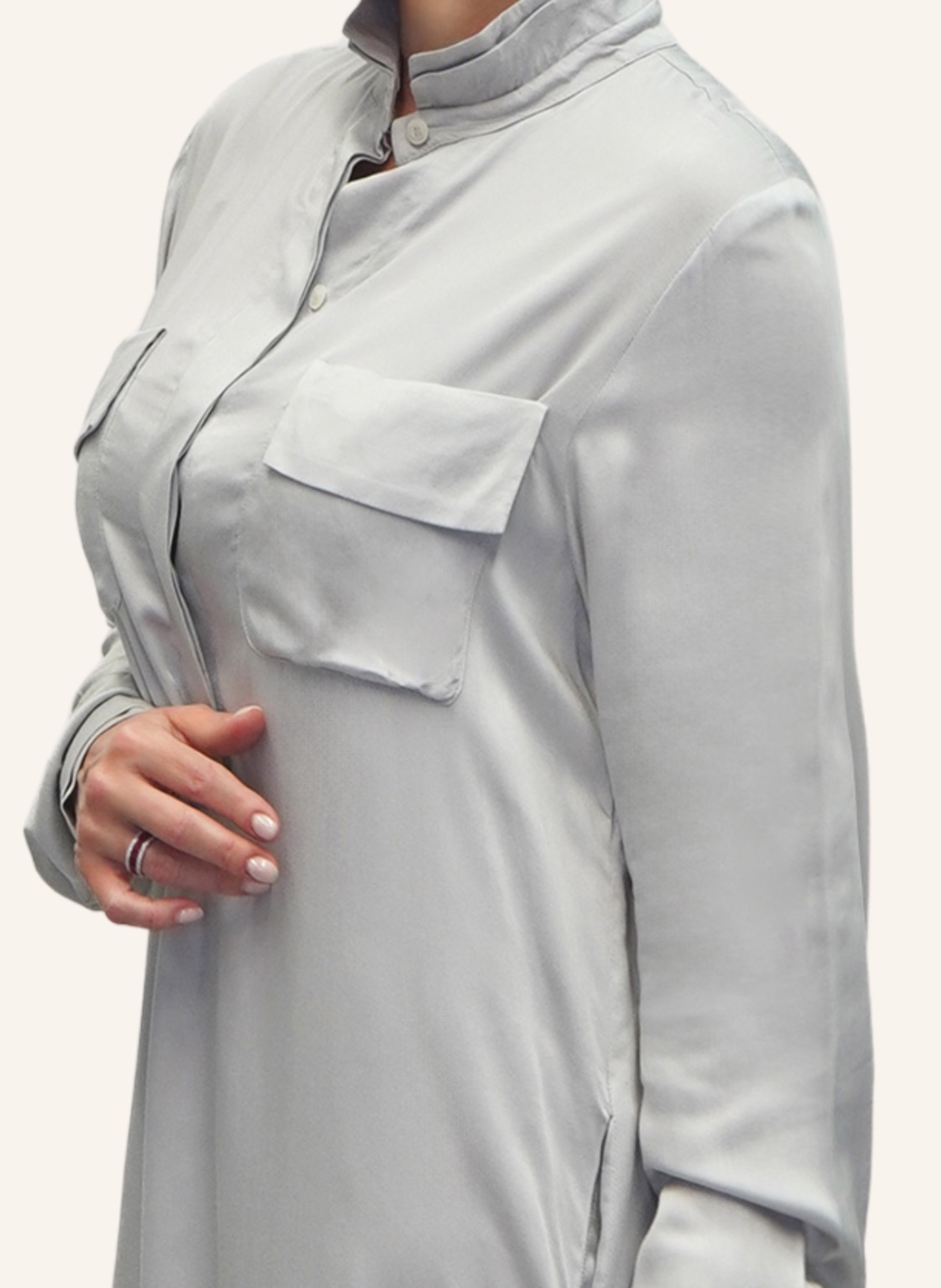 Thumbnail - Helene Galwas Midi Hemdkleid Aus Seide Britta silber