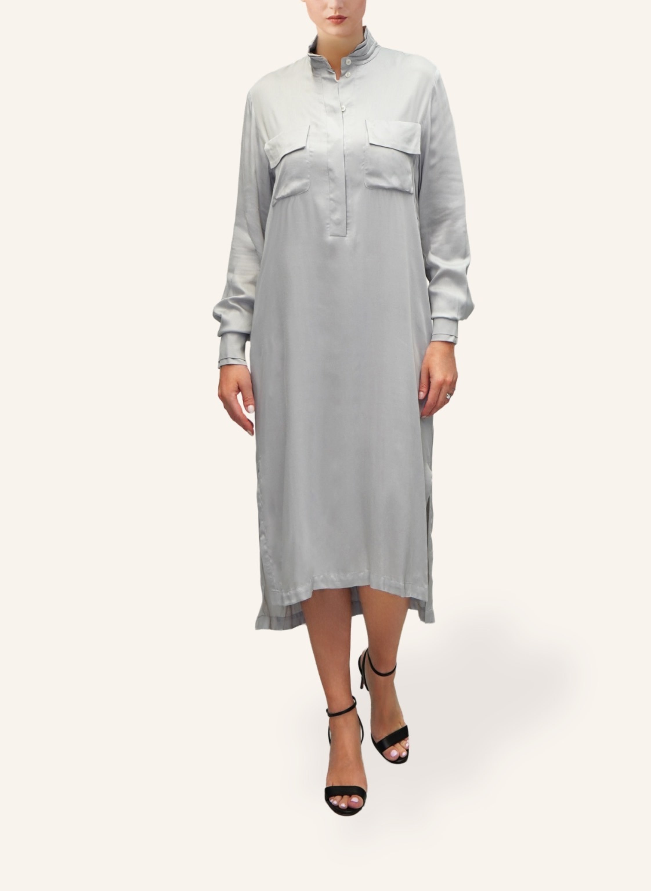 Thumbnail - Helene Galwas Midi Hemdkleid Aus Seide Britta silber