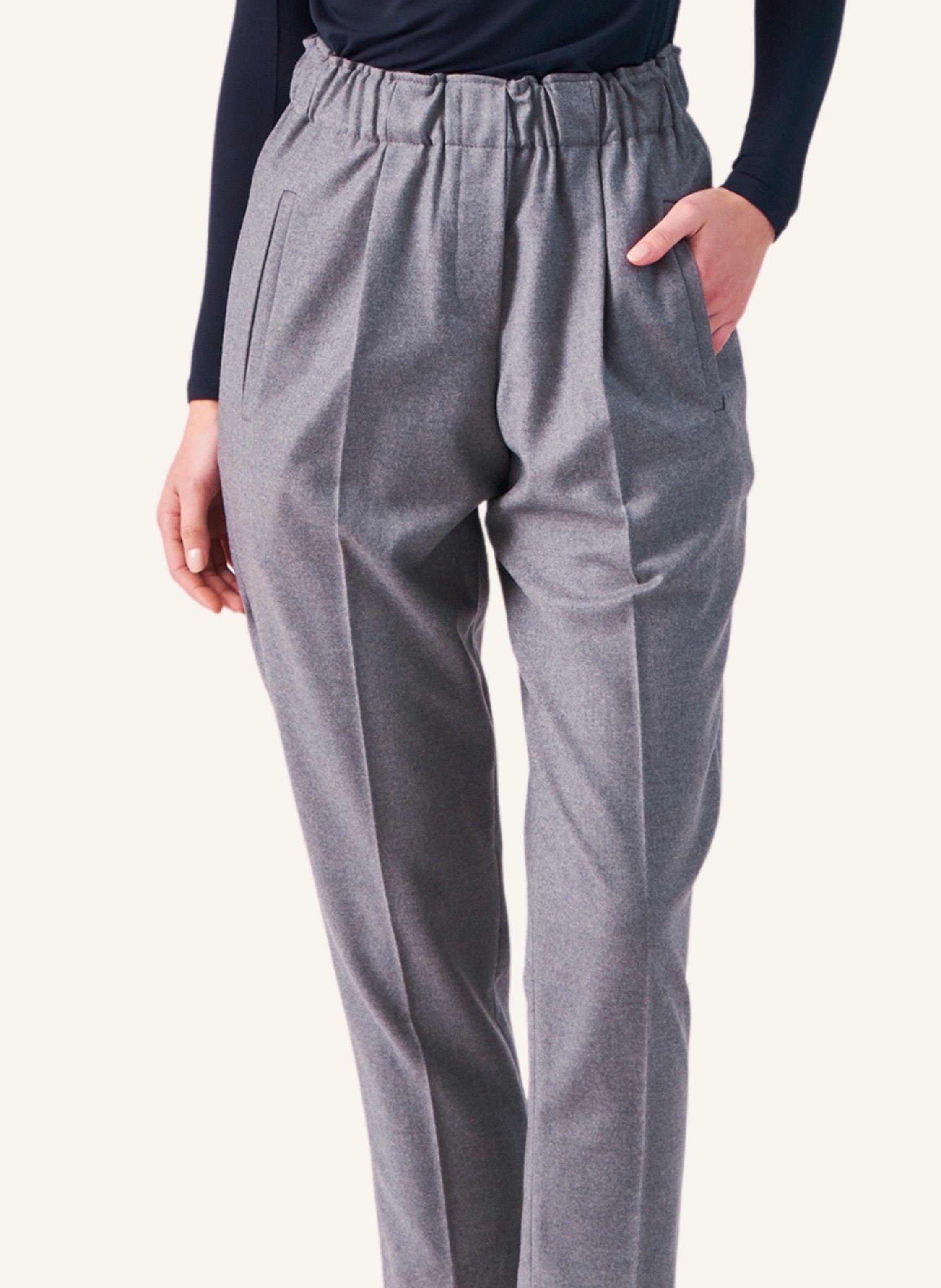 Thumbnail - Helene Galwas Hose Im Jogger-Stil Aus Wolle Lola grau