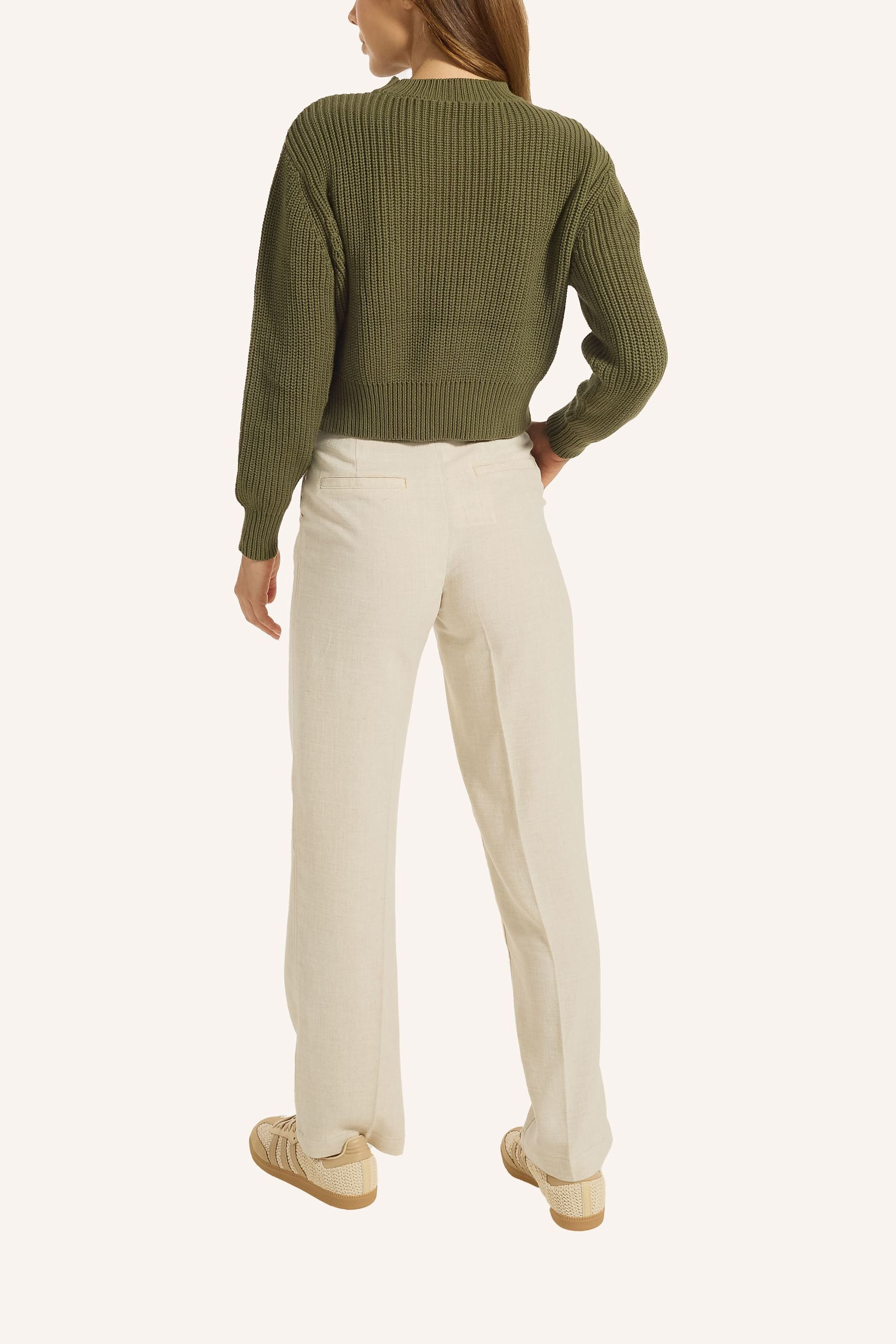 Thumbnail - Adlysh Pullover Kurzer Strickpullover Aus Baumwolle gruen