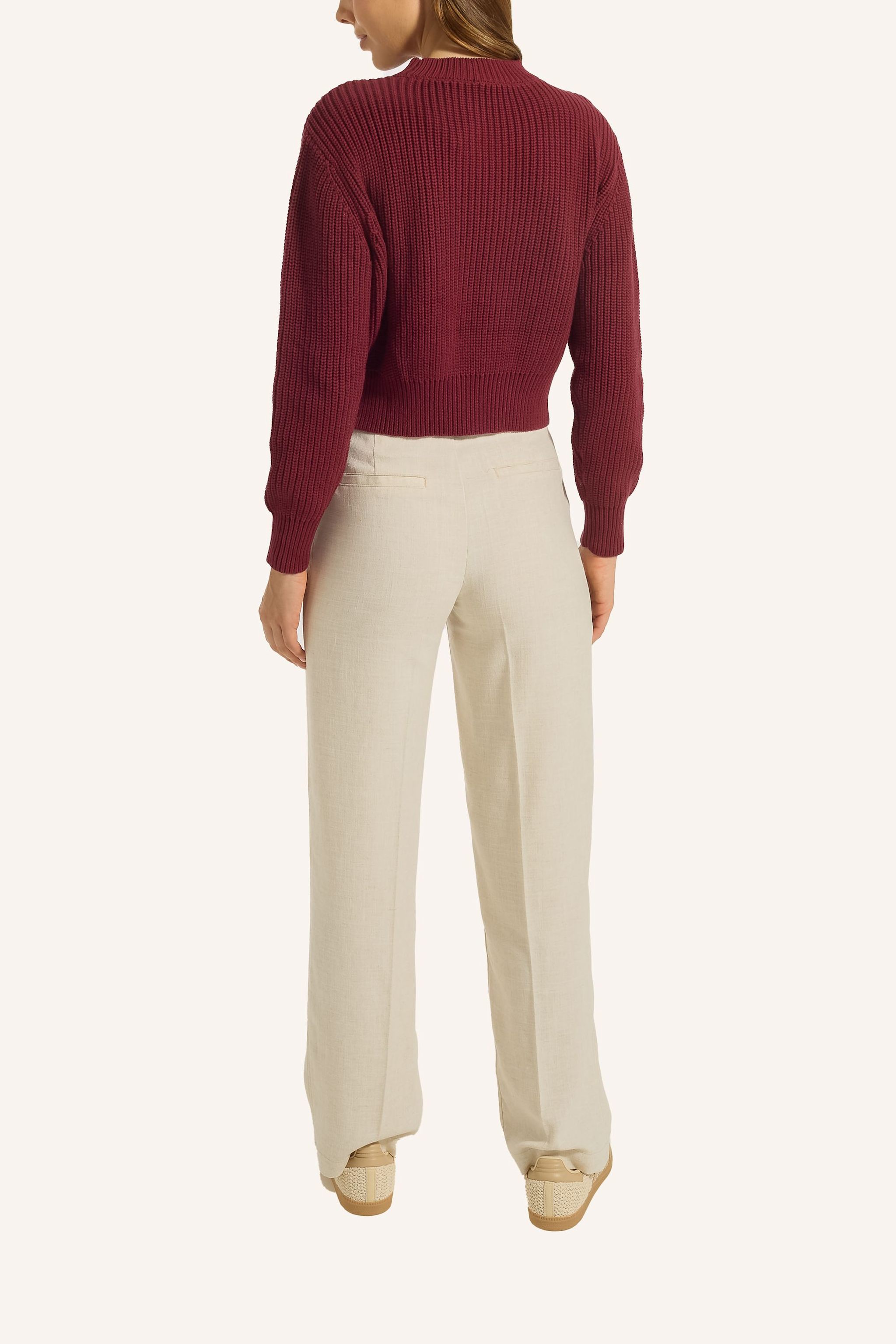 Thumbnail - Adlysh Kurzer Strickpullover Aus Baumwolle rot