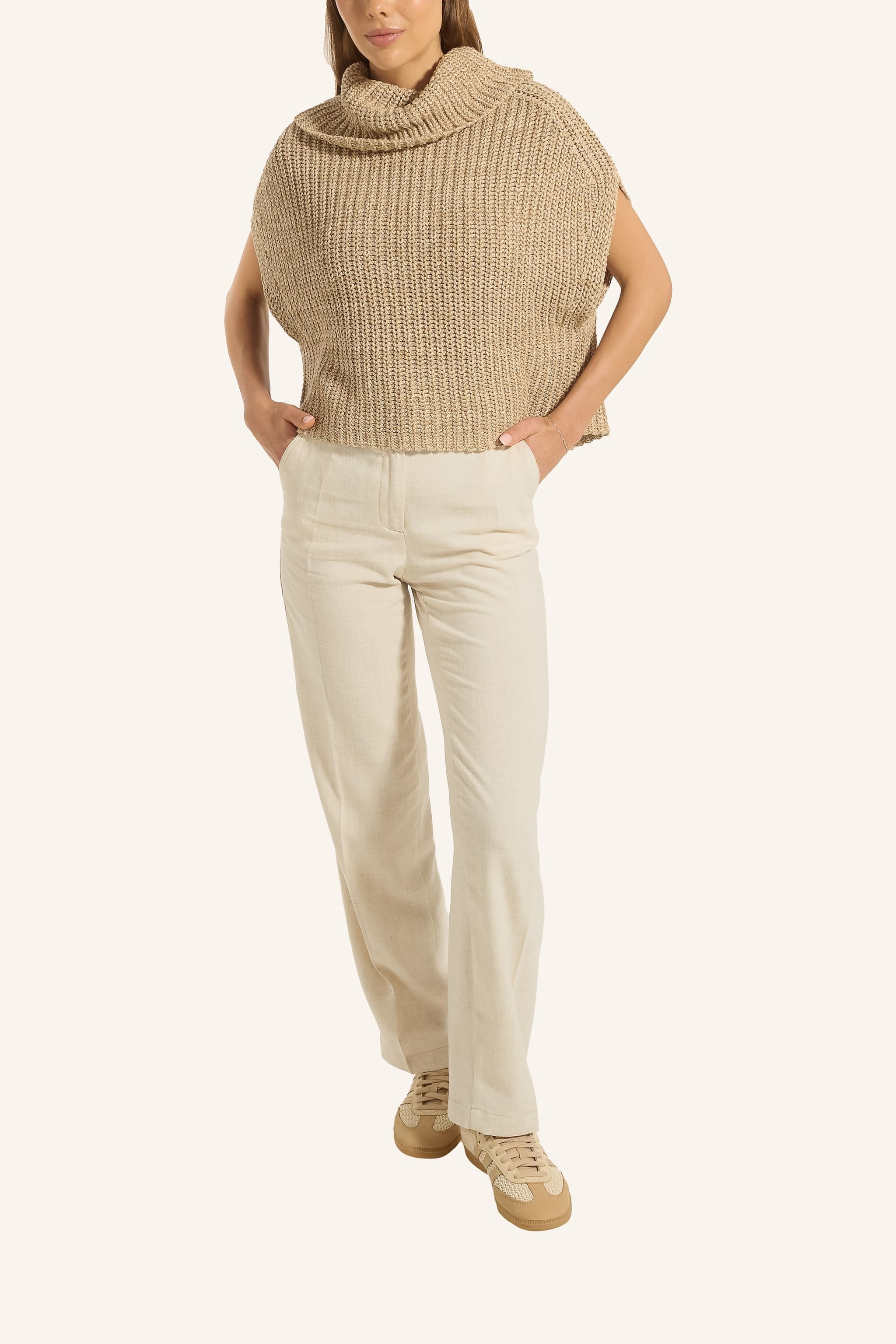 Thumbnail - Adlysh Pullover Strickpullunder Aus Baumwolle beige