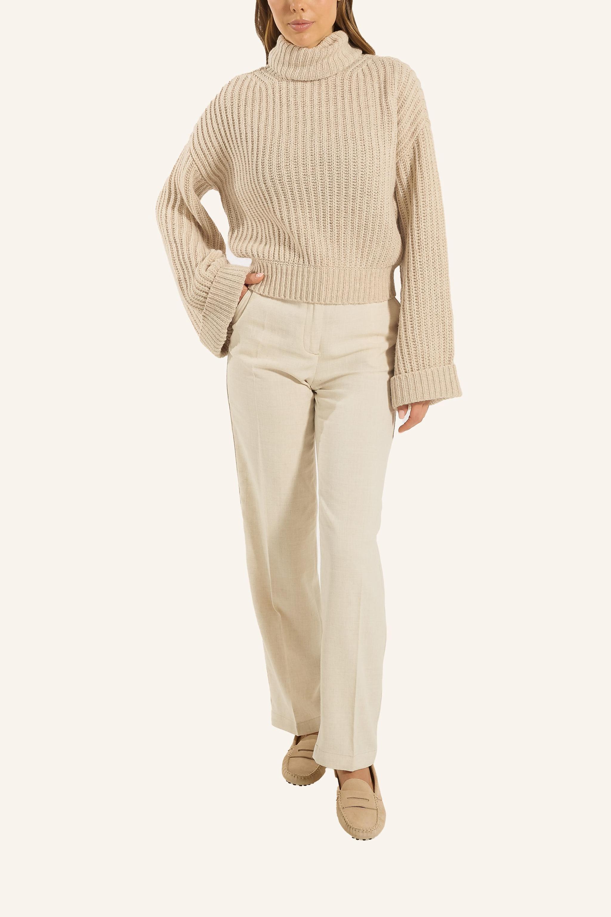 Thumbnail - Adlysh Crop Pullover Mit Wolle beige