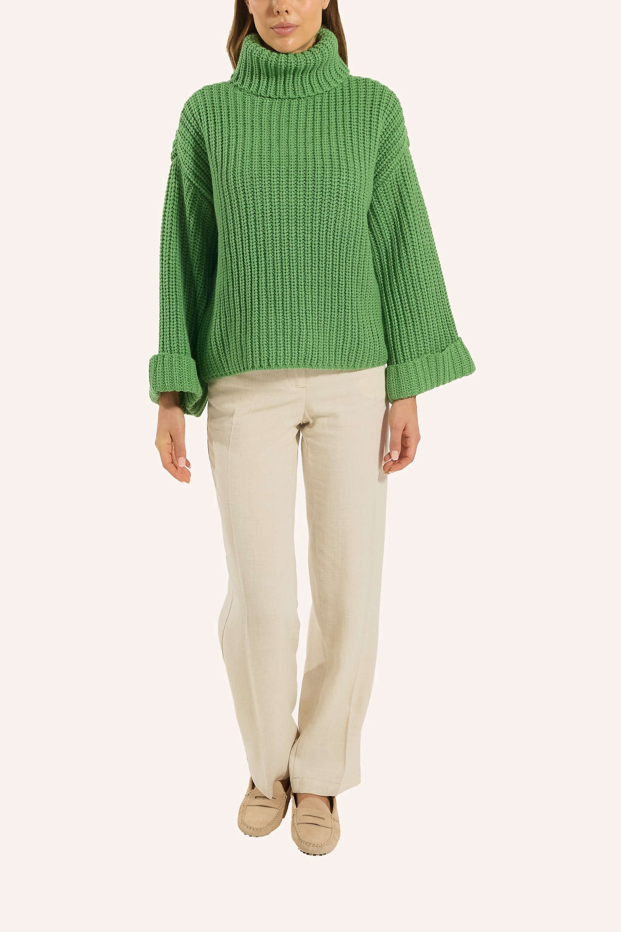 Thumbnail - Adlysh Chunky Rollkragen Pullover gruen