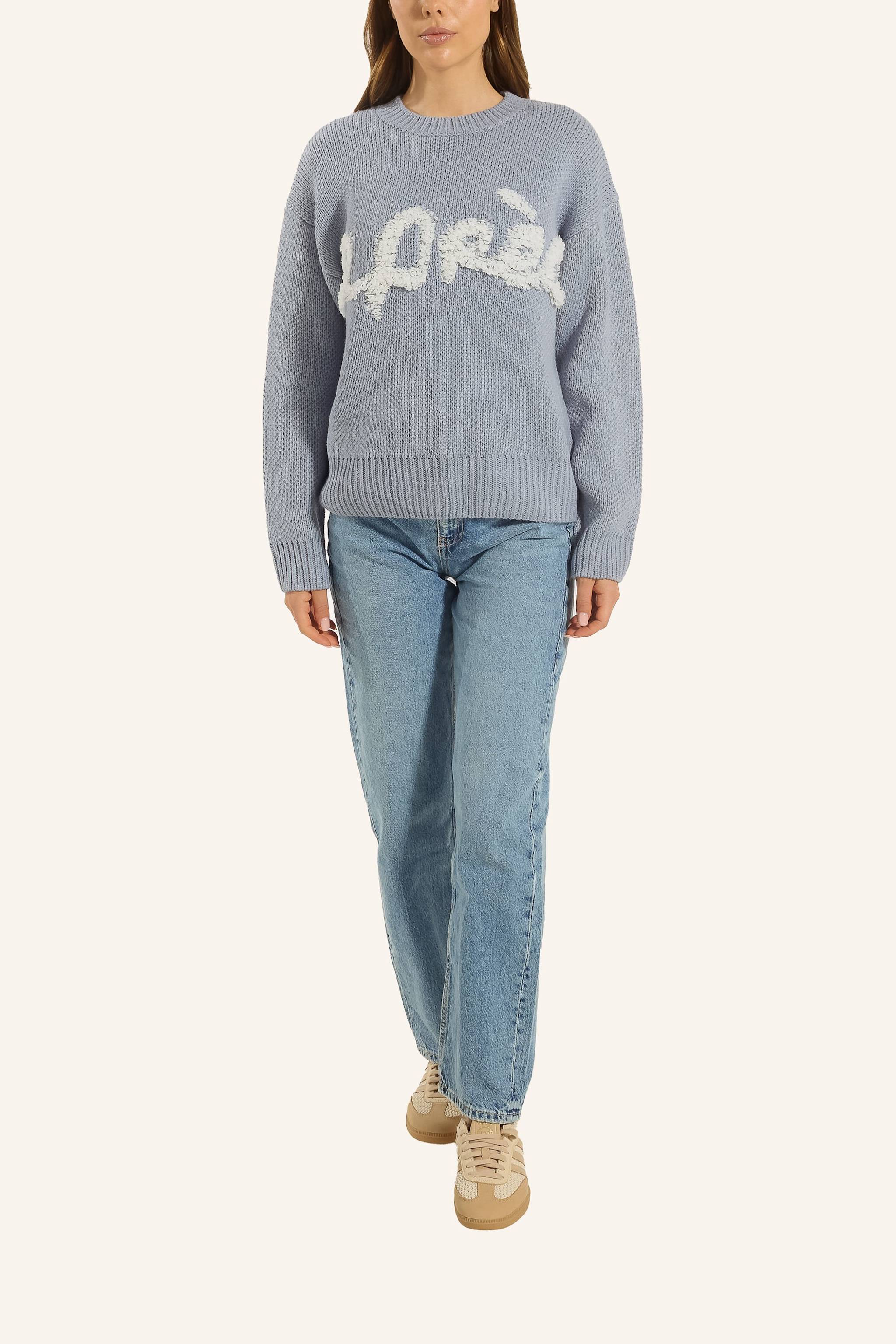 Thumbnail - Adlysh Strickpullover Mit Aprés Schriftzug blau