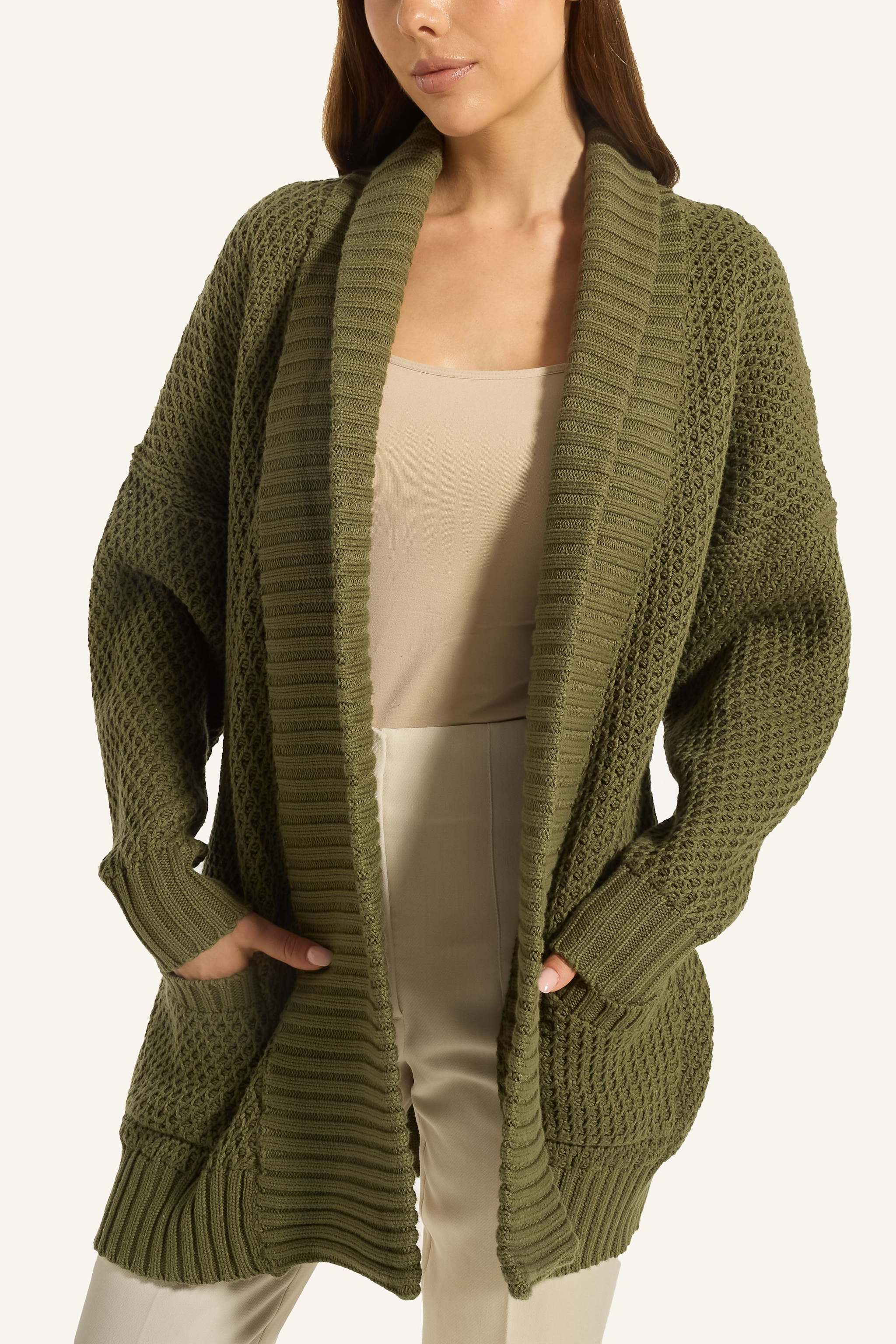 Thumbnail - Adlysh Strickcardigan Mit Gürtel gruen