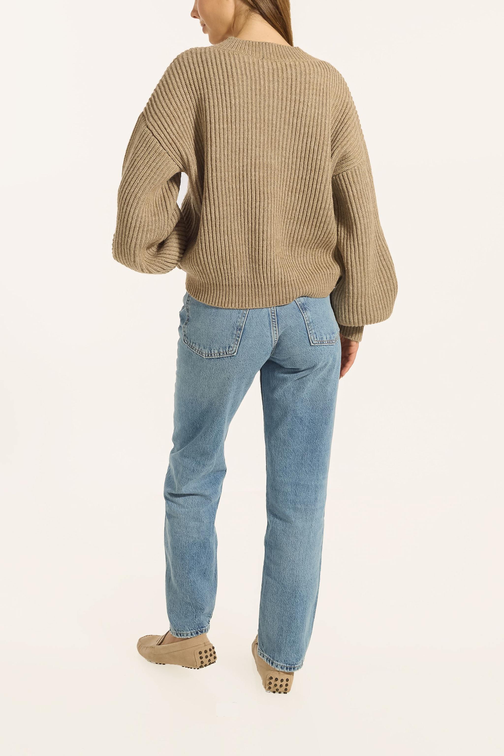 Thumbnail - Adlysh Rippstrick Cardigan Mit Wolle braun