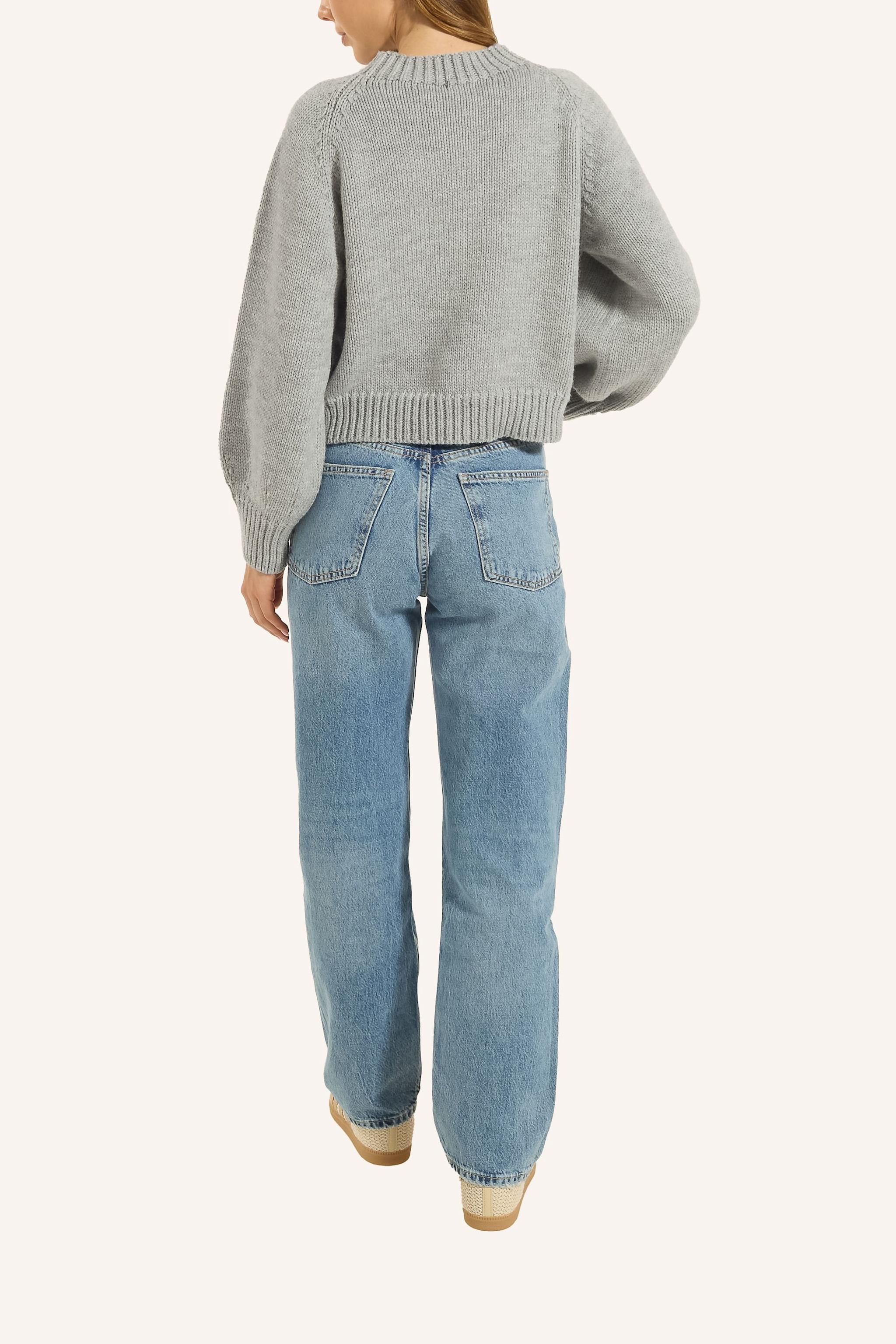 Thumbnail - Adlysh Pullover Rundhals Mit Aprés Detail grau