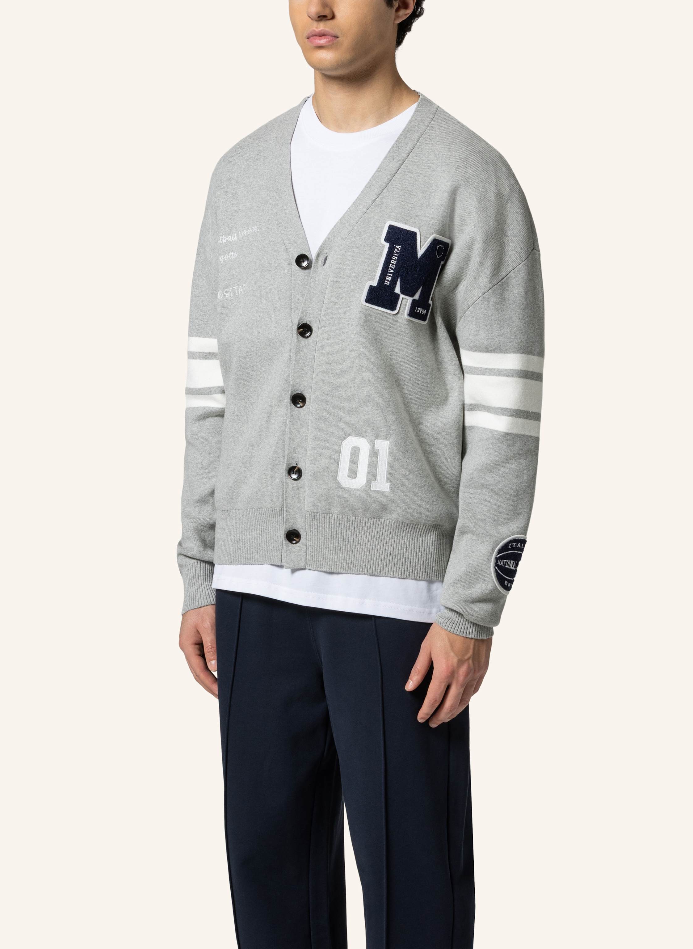 Thumbnail - 19V69 Italia Strickjacke Aldo College grau