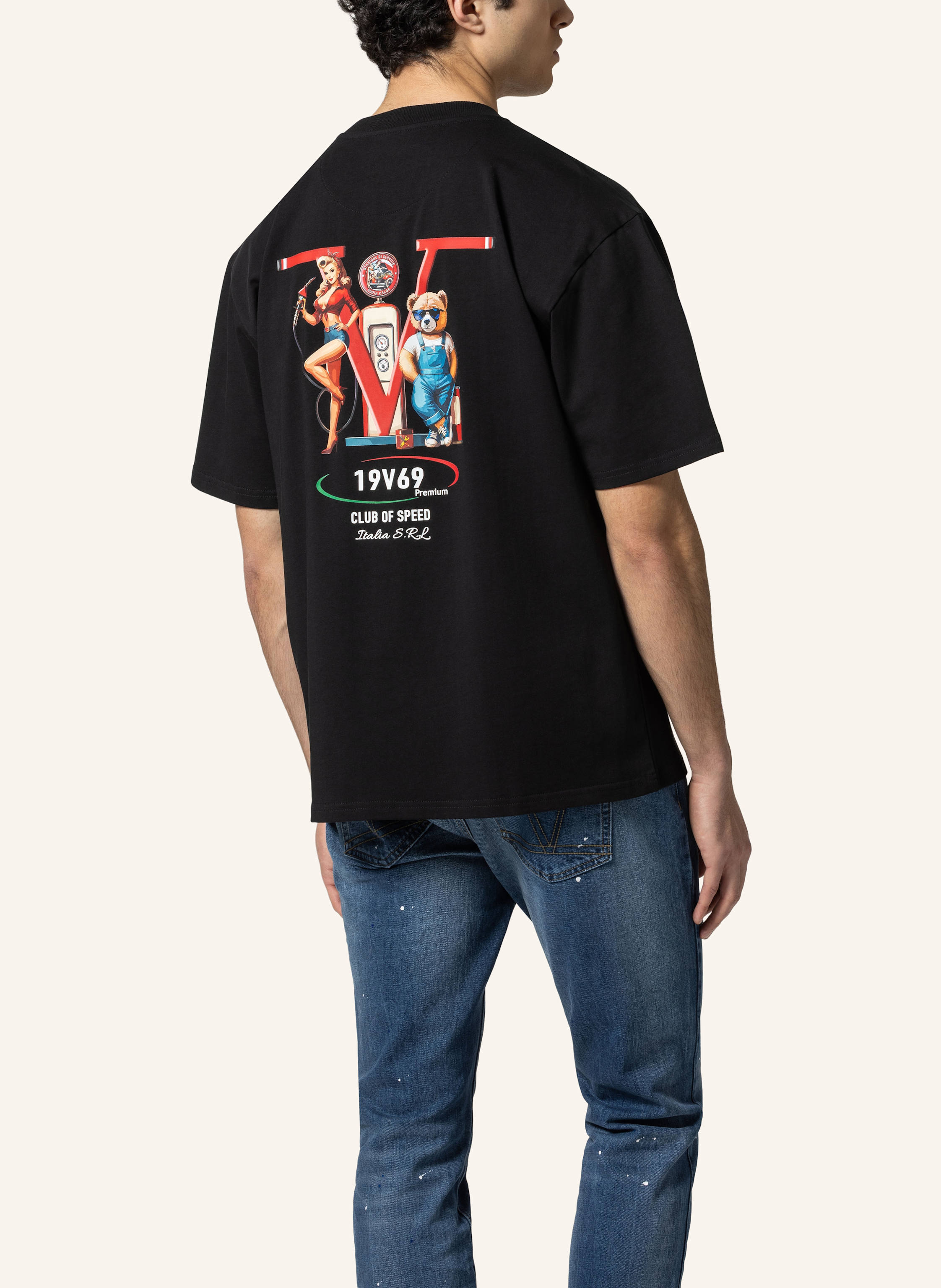 Thumbnail - 19V69 Italia Oversized T-Shirt Tamaro Racing schwarz