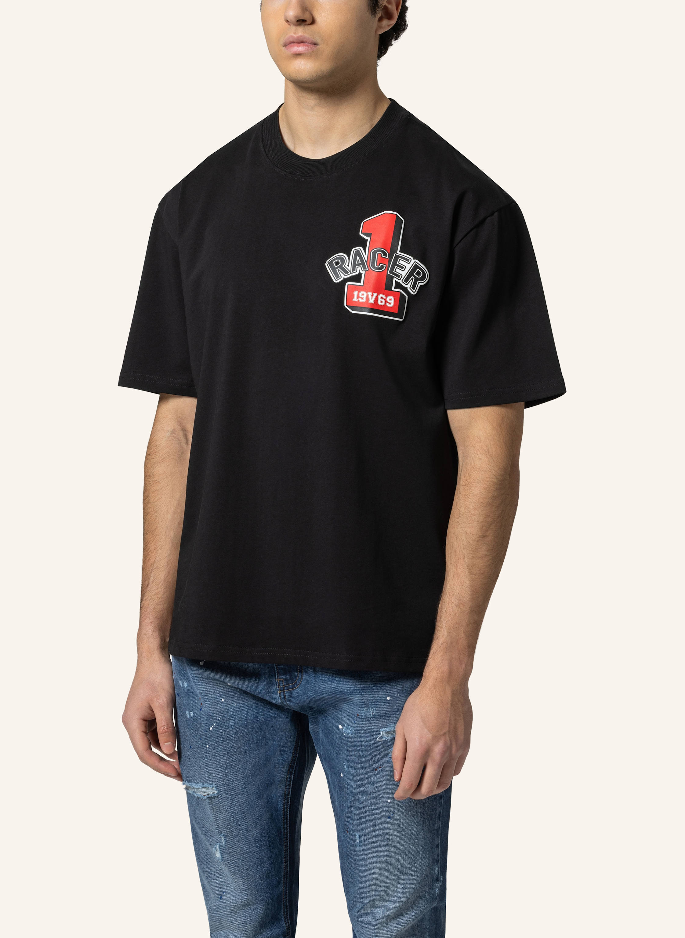 Thumbnail - 19V69 Italia Oversized T-Shirt Tamaro Racing schwarz